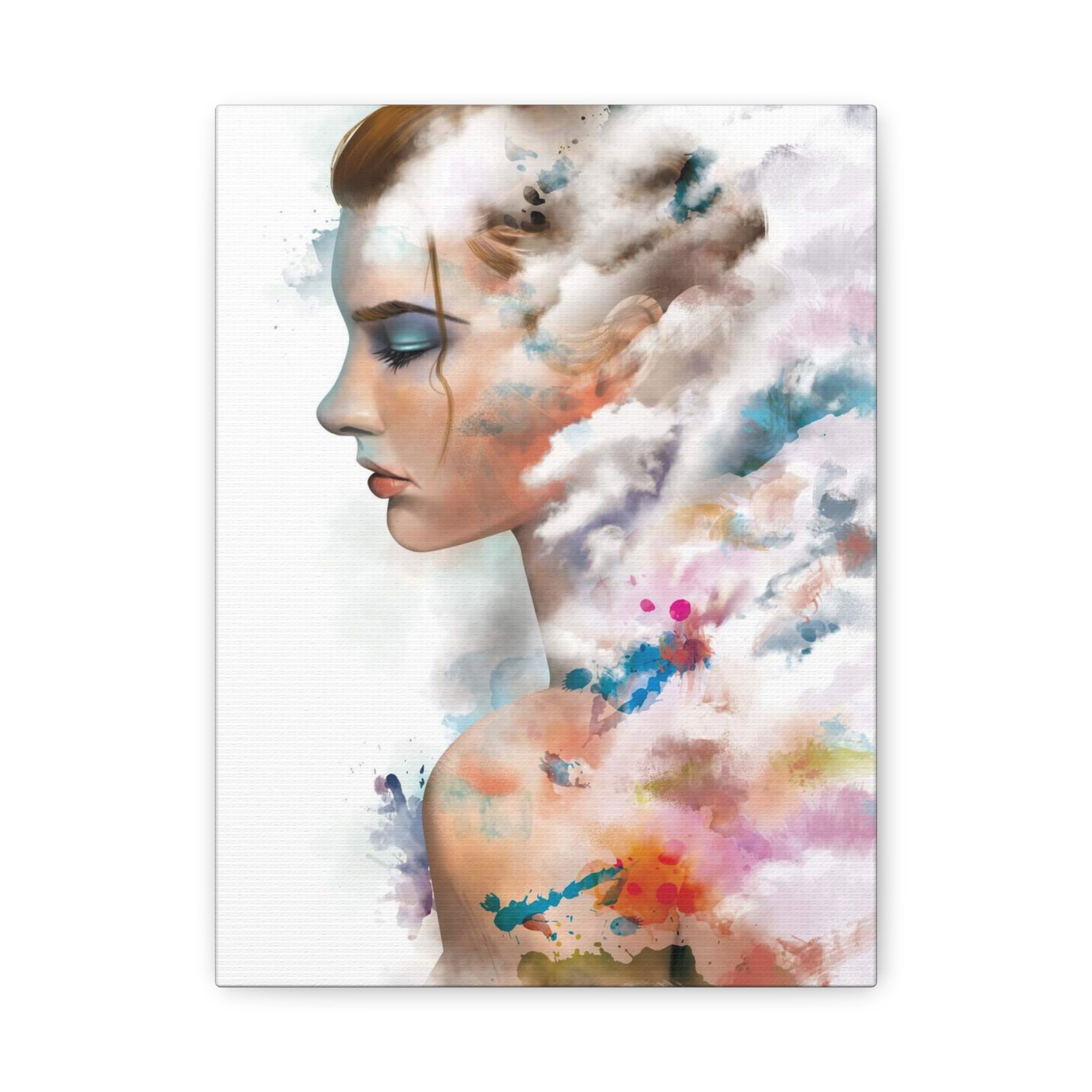 Dreamscape Portrait Canvas - Abstract Watercolor Woman Wall Art 