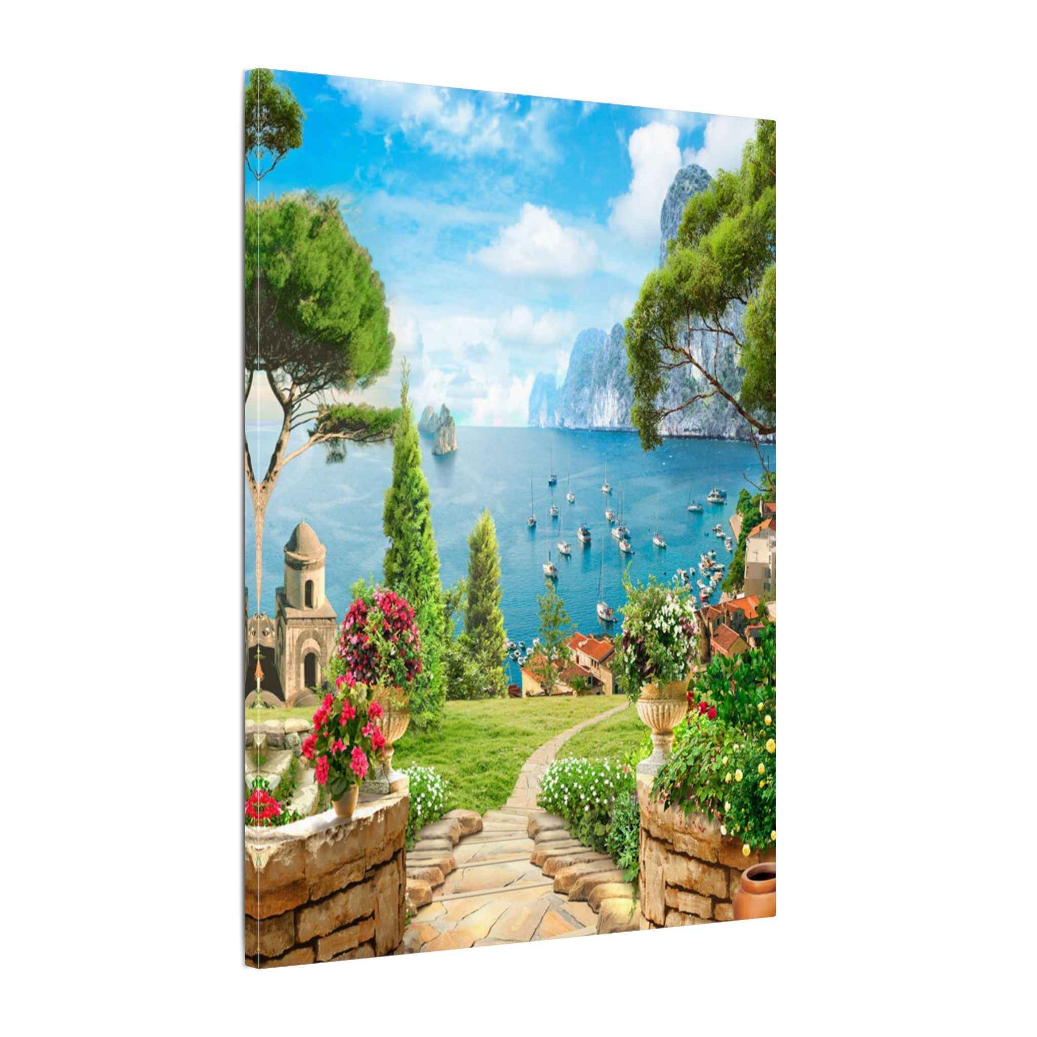 Mediterranean Seaside Canvas Art - Stunning Matte Stretched Wall Painting - TheKaraHan