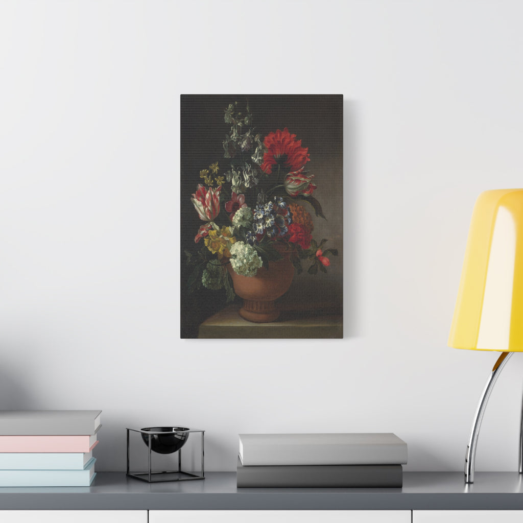 Still Life Floral Canvas Print — Classic Vase Bouquet Matte Wall Art 