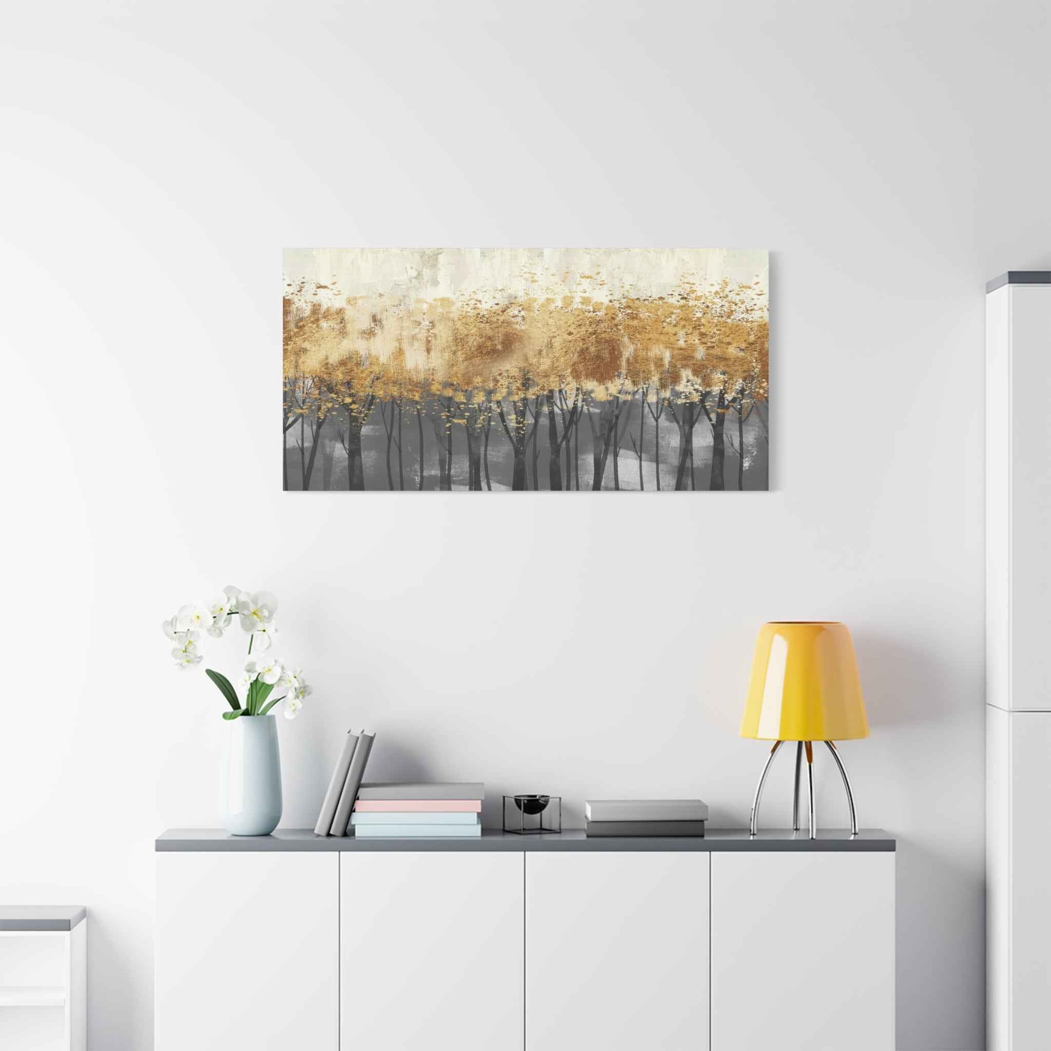 Abstract Golden Forest Canvas Wall Art