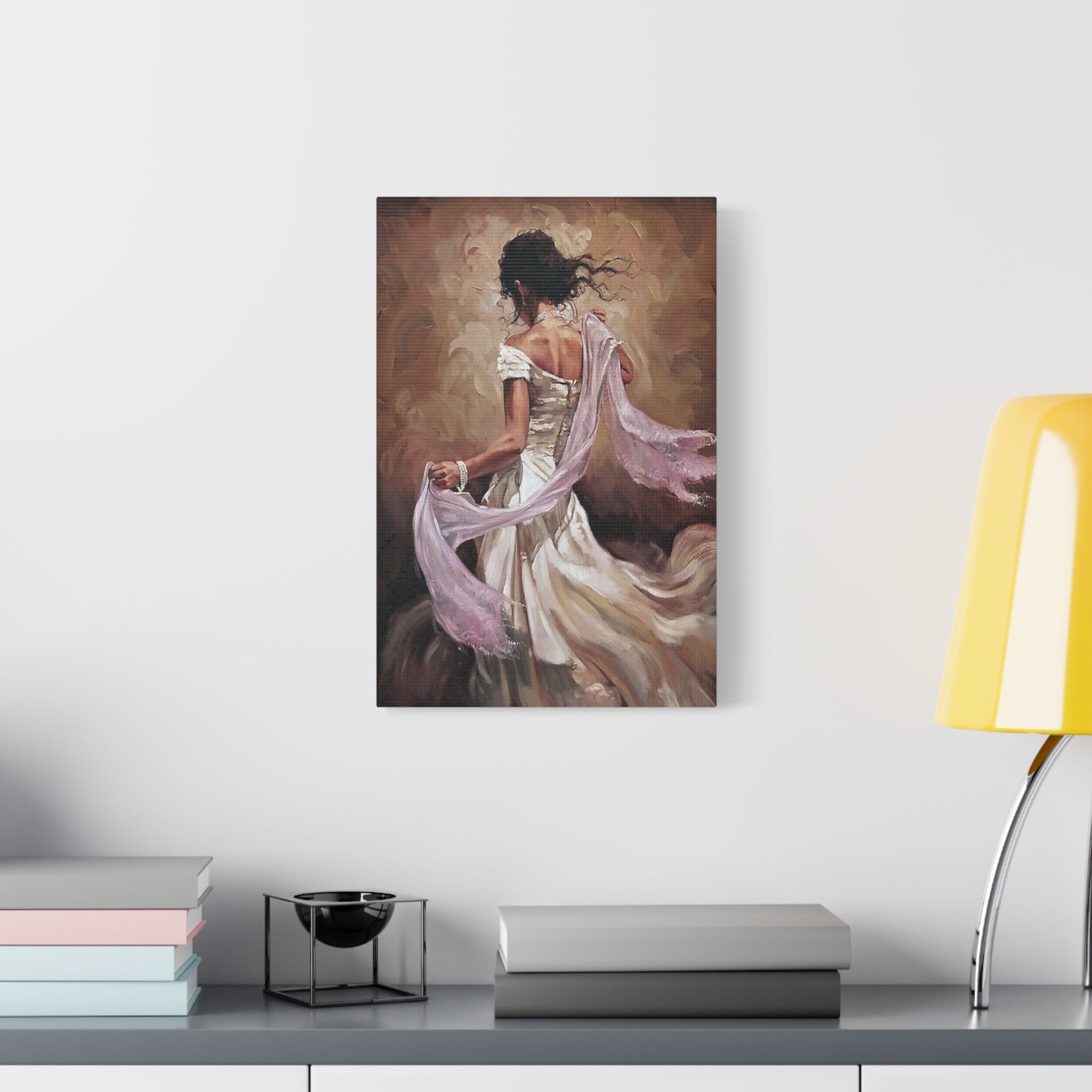 Romantic Dancing Woman Matte Canvas Print - Elegant Figurative Wall Art 