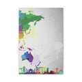 World Map Silhouette Wall Art – Vibrant Travel Skyline Canvas Decoration - TheKaraHan