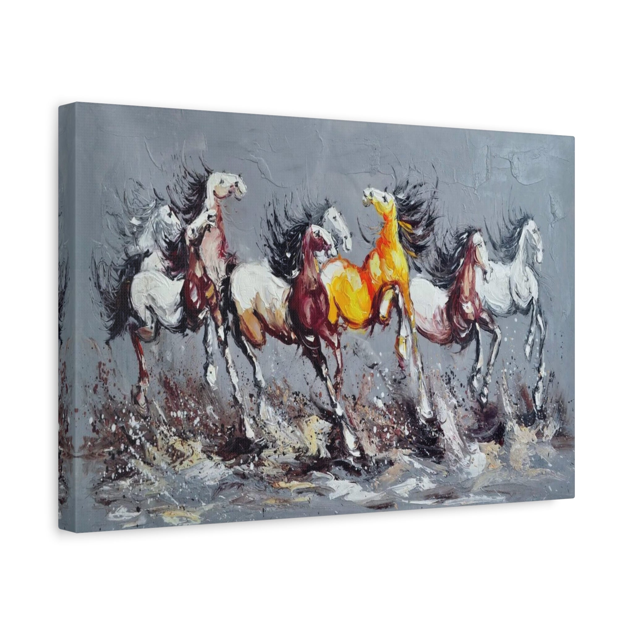 Galloping Horses Matte Canvas Wall Art — Stretched 1.25" 