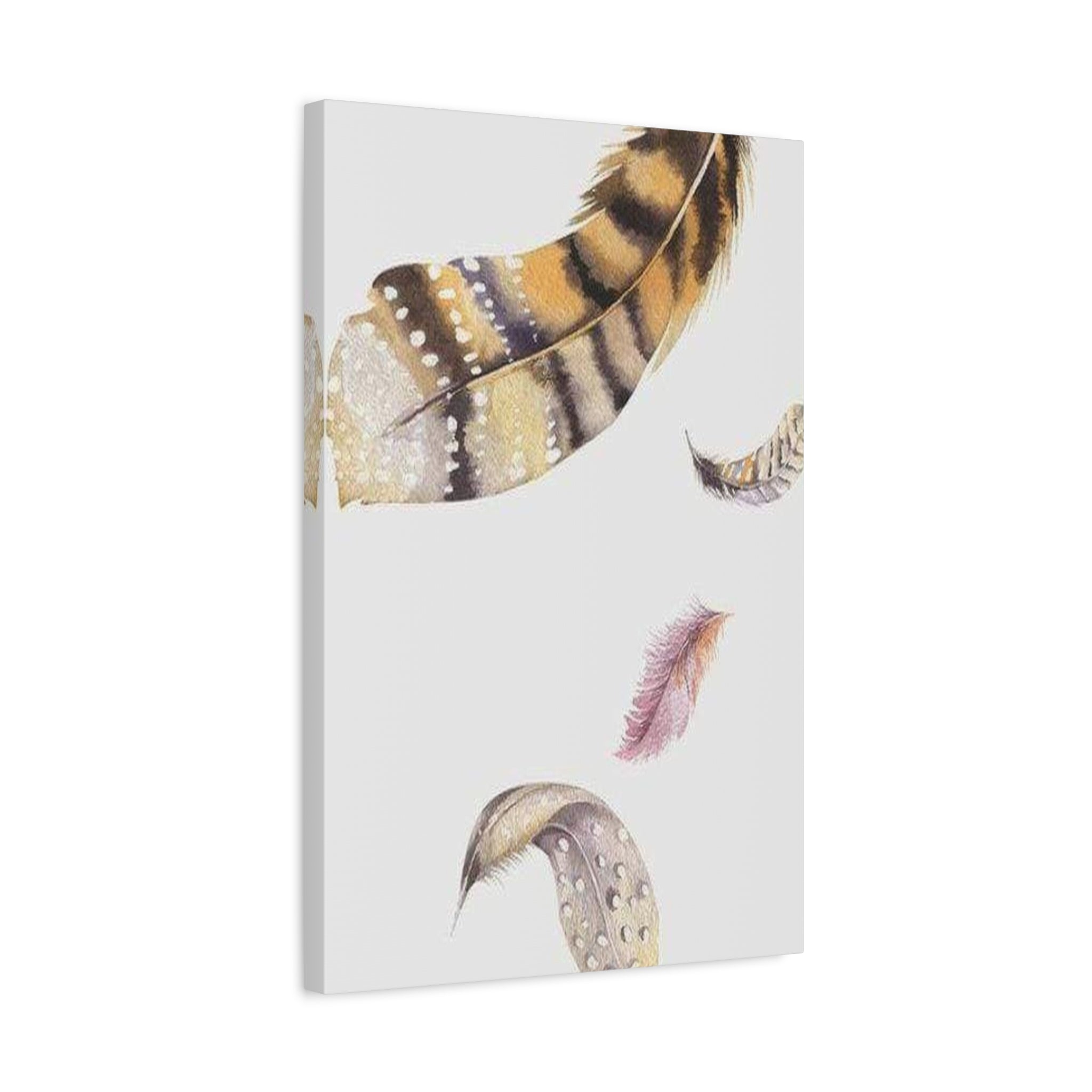 Watercolor Feather Canvas Print — Boho Wall Art, Neutral Feather Nursery Decor 