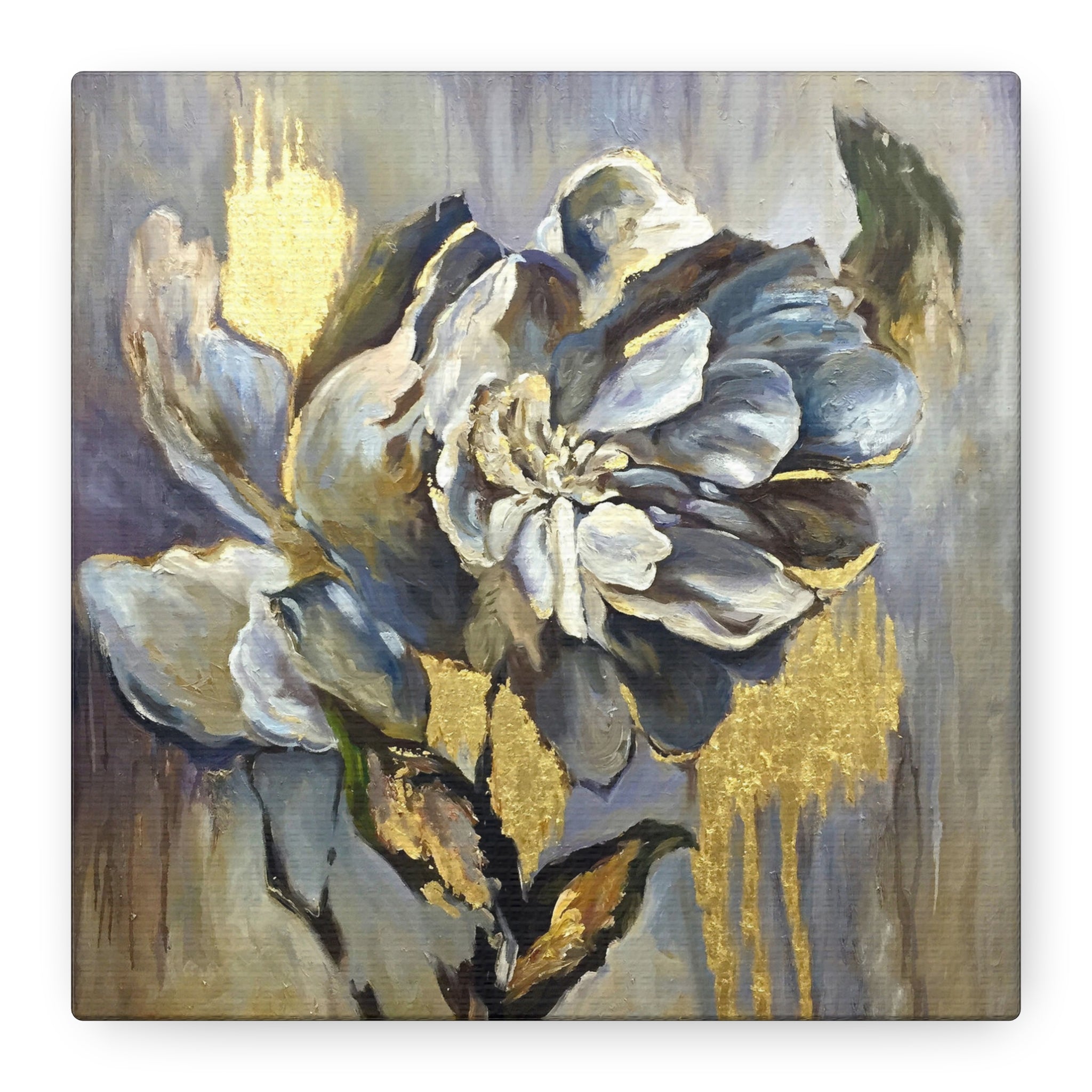 Gold Accent Floral Canvas Wall Art 
