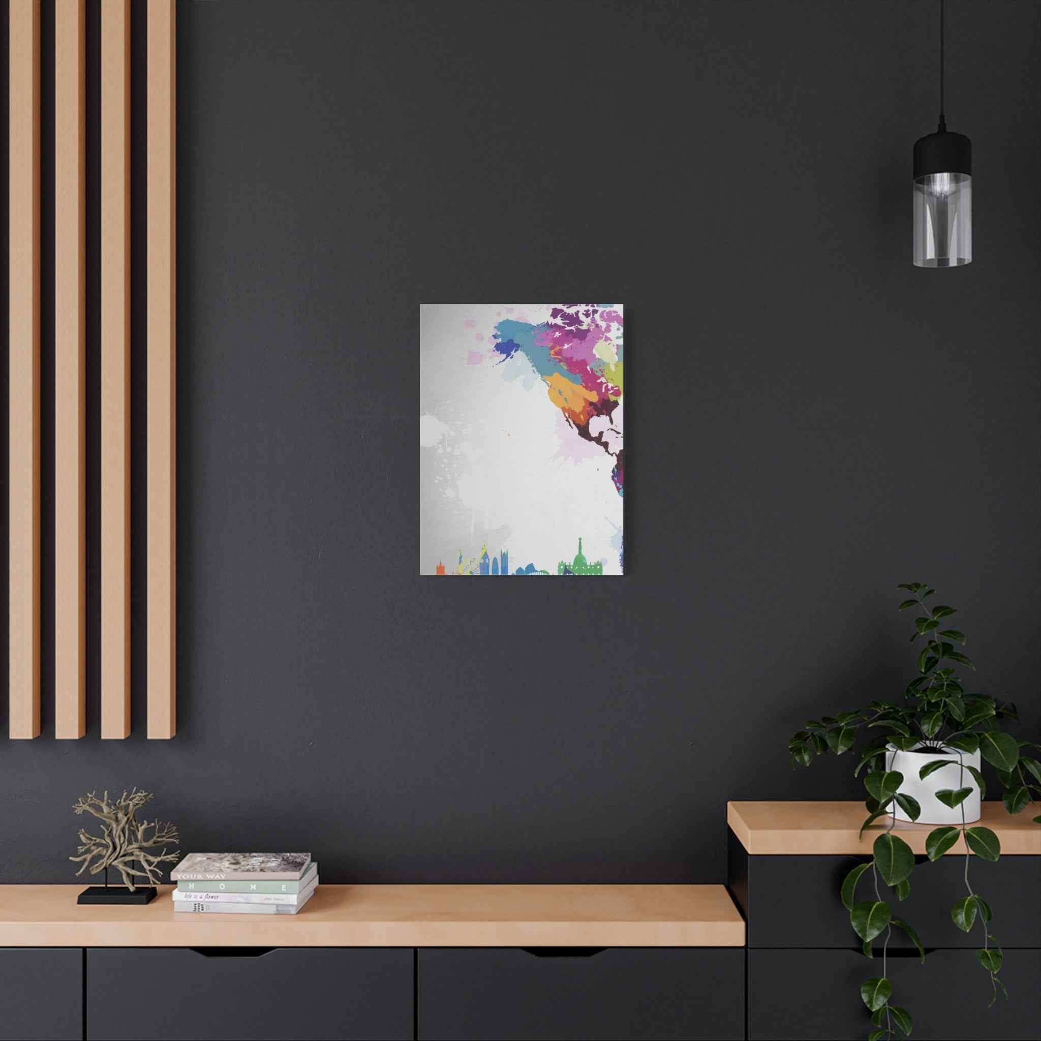 Color Splash World Map Canvas Art – Modern Stretched Matte Wall Decor - TheKaraHan