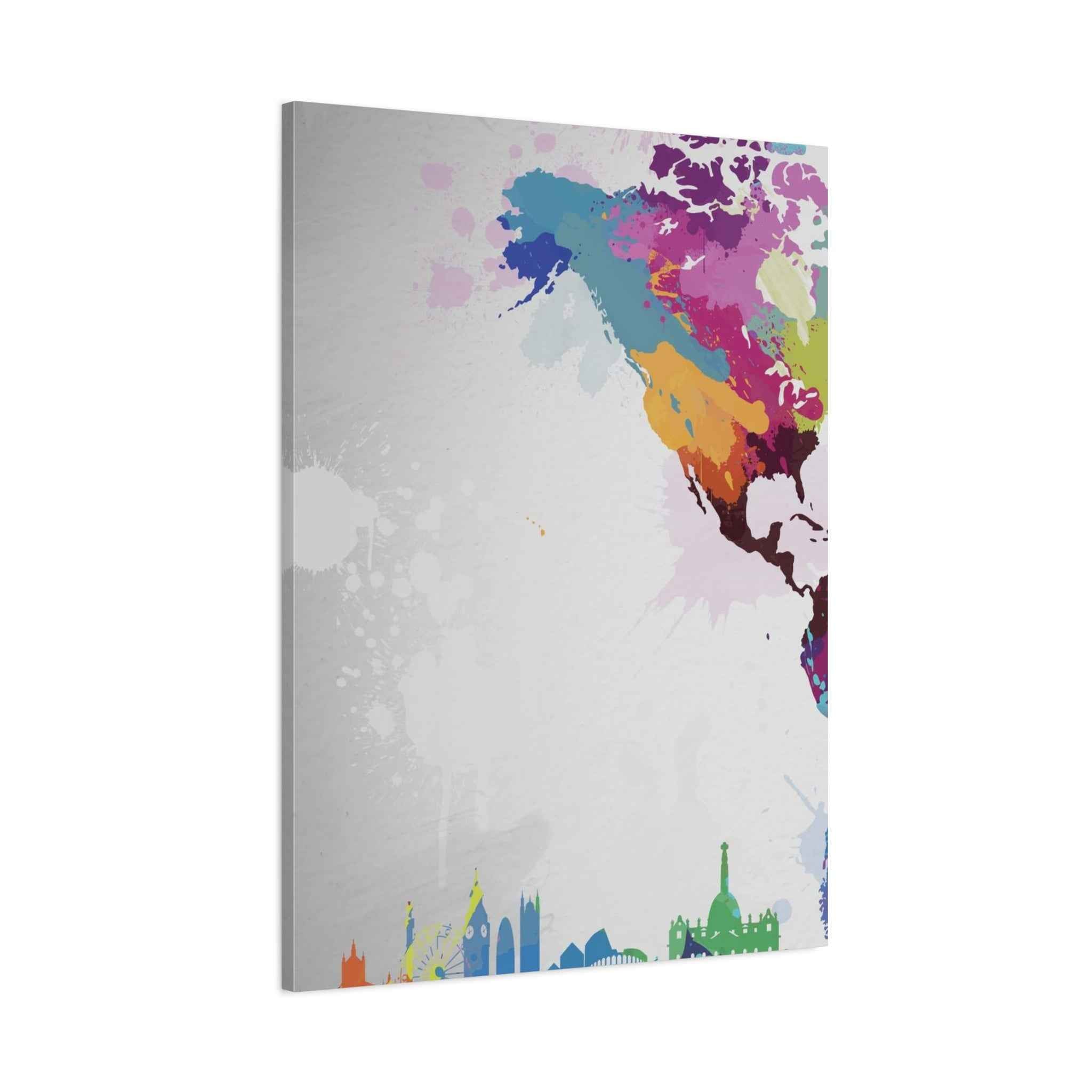 Color Splash World Map Canvas Art – Modern Stretched Matte Wall Decor - TheKaraHan