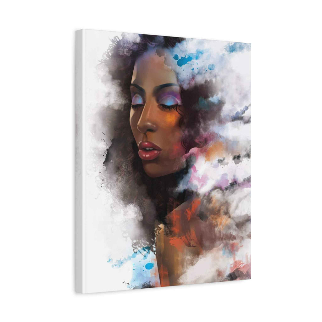 Abstract Afrocentric Canvas Art — Colorful Woman Matte Stretched Portrait Wall Art - TheKaraHan