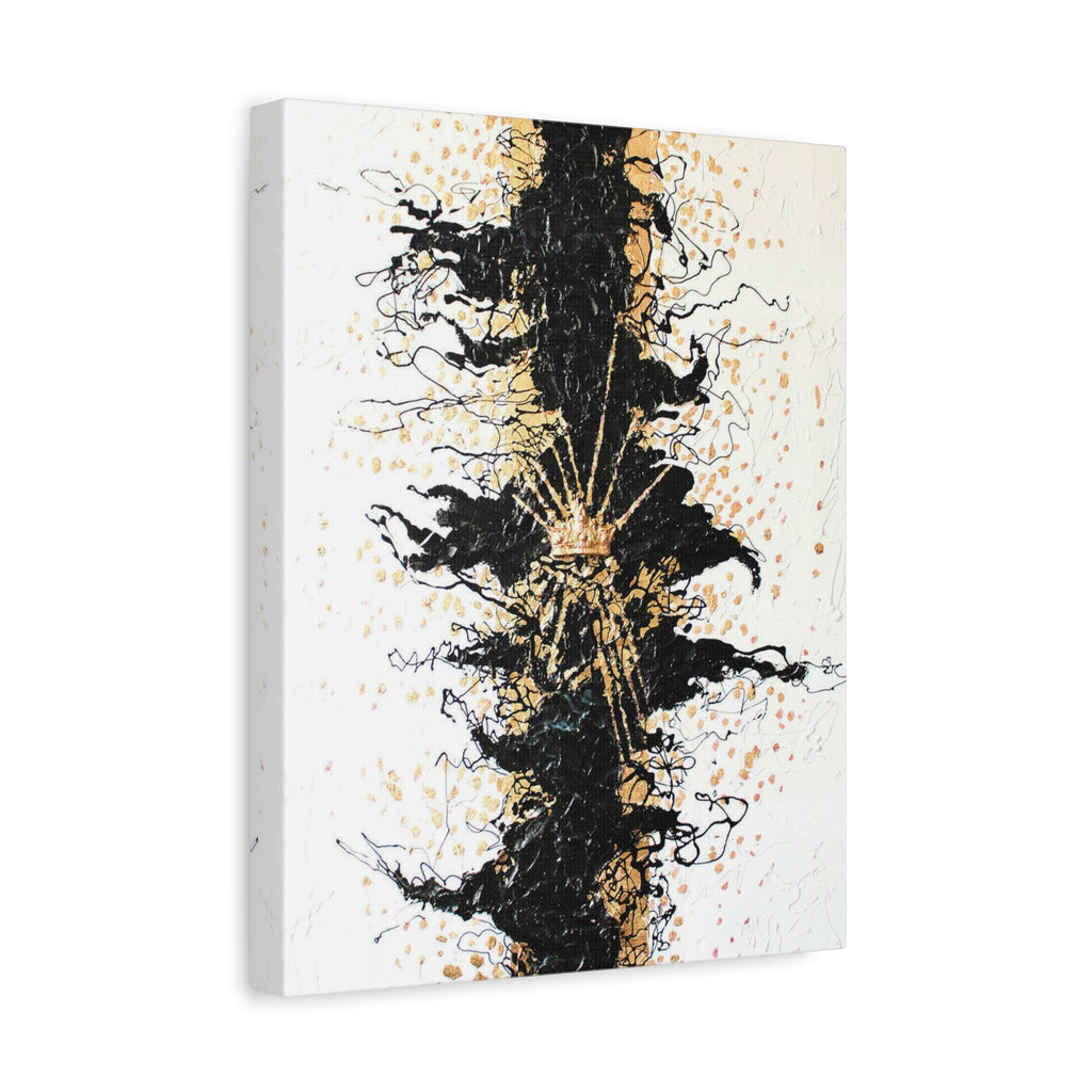 Abstract Black & Gold Crown Canvas Art — Matte Stretched Wall Decor 