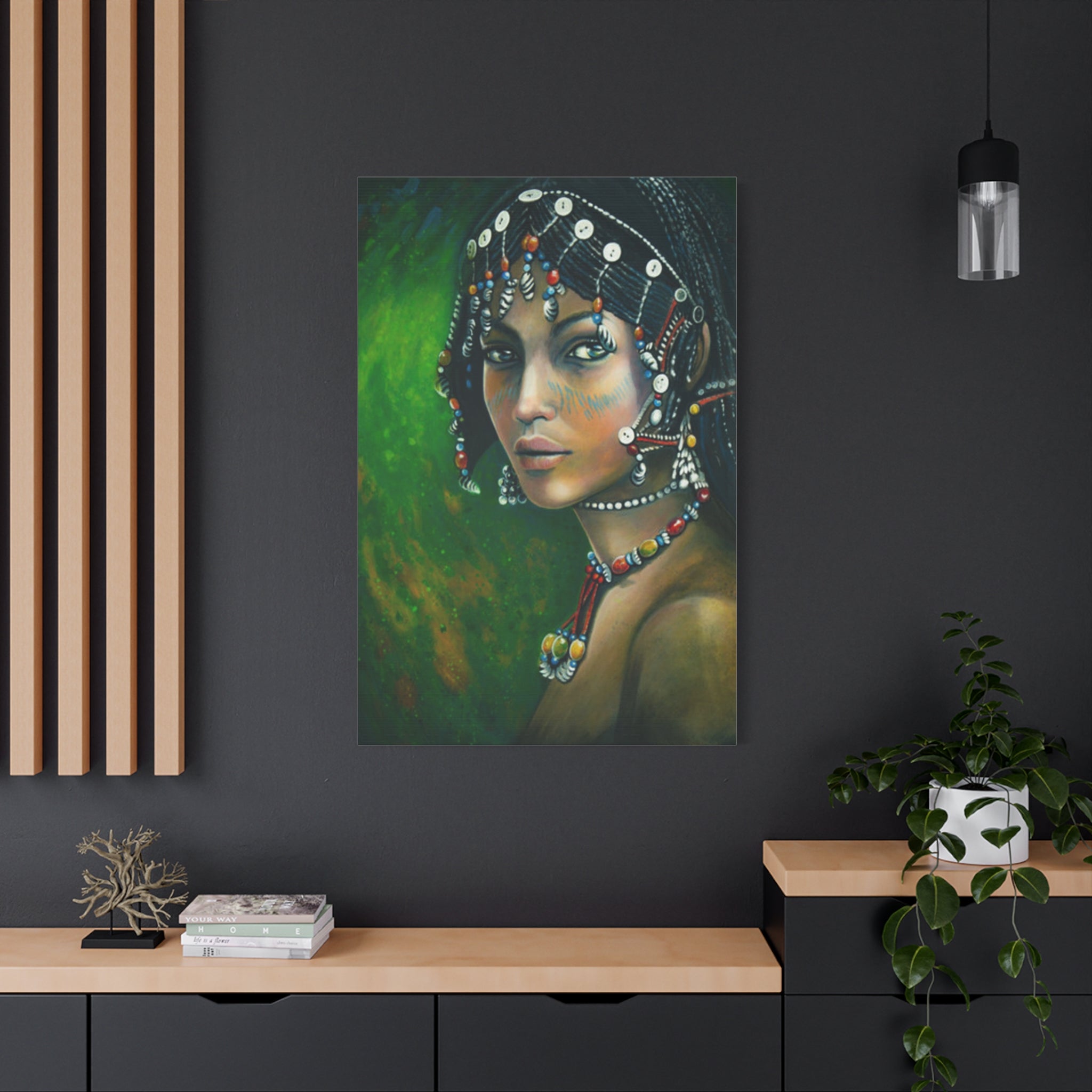 Bohemian Tribal Woman Portrait Canvas Print — Matte Stretched Wall Art 