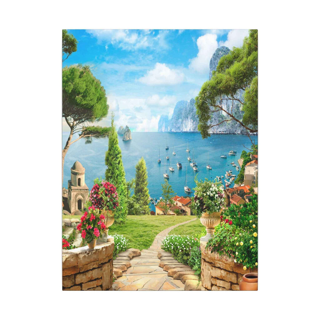 Mediterranean Seaside Canvas Art - Stunning Matte Stretched Wall Painting - TheKaraHan