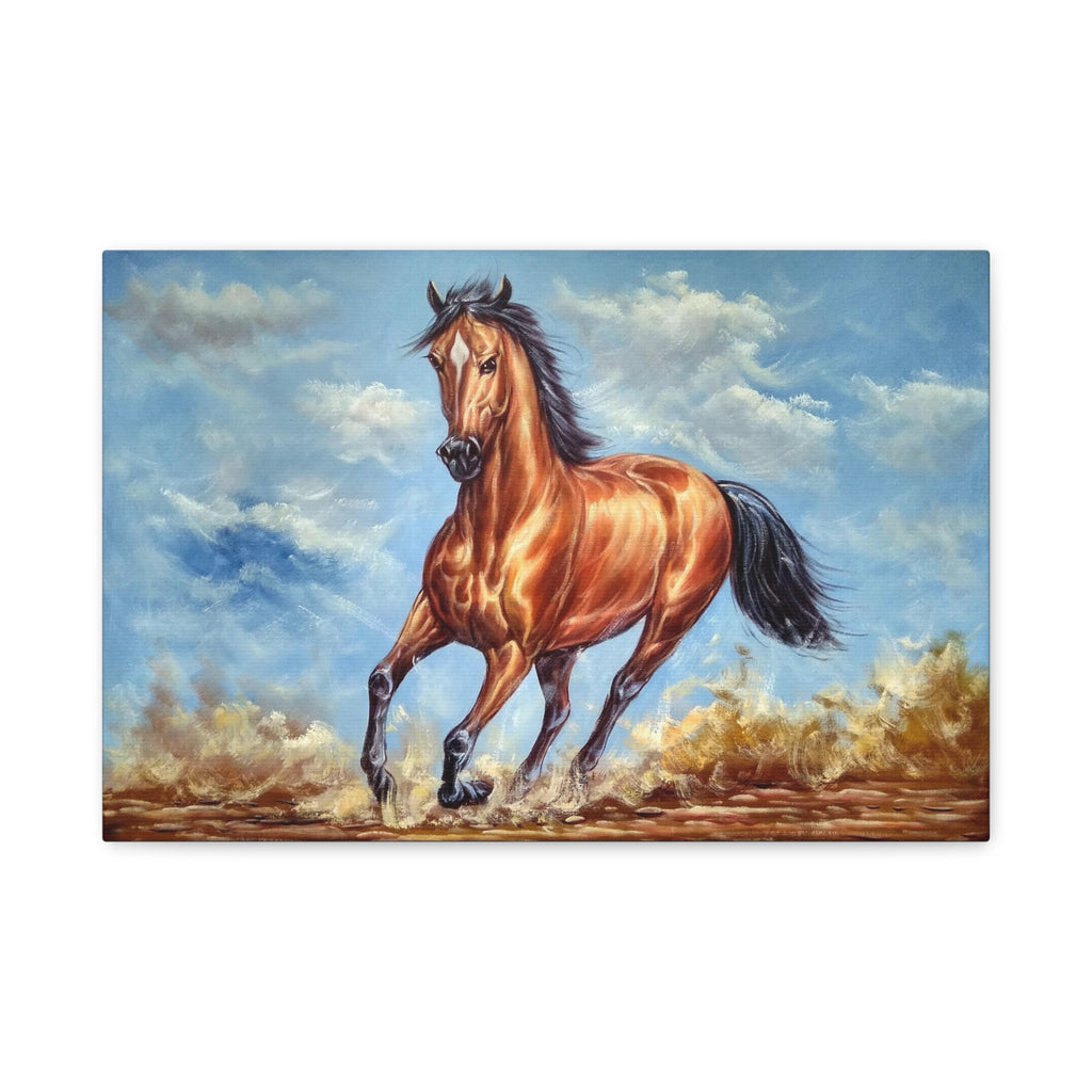 Galloping Mare Matte Canvas Print — Stretched Horse Wall Art 