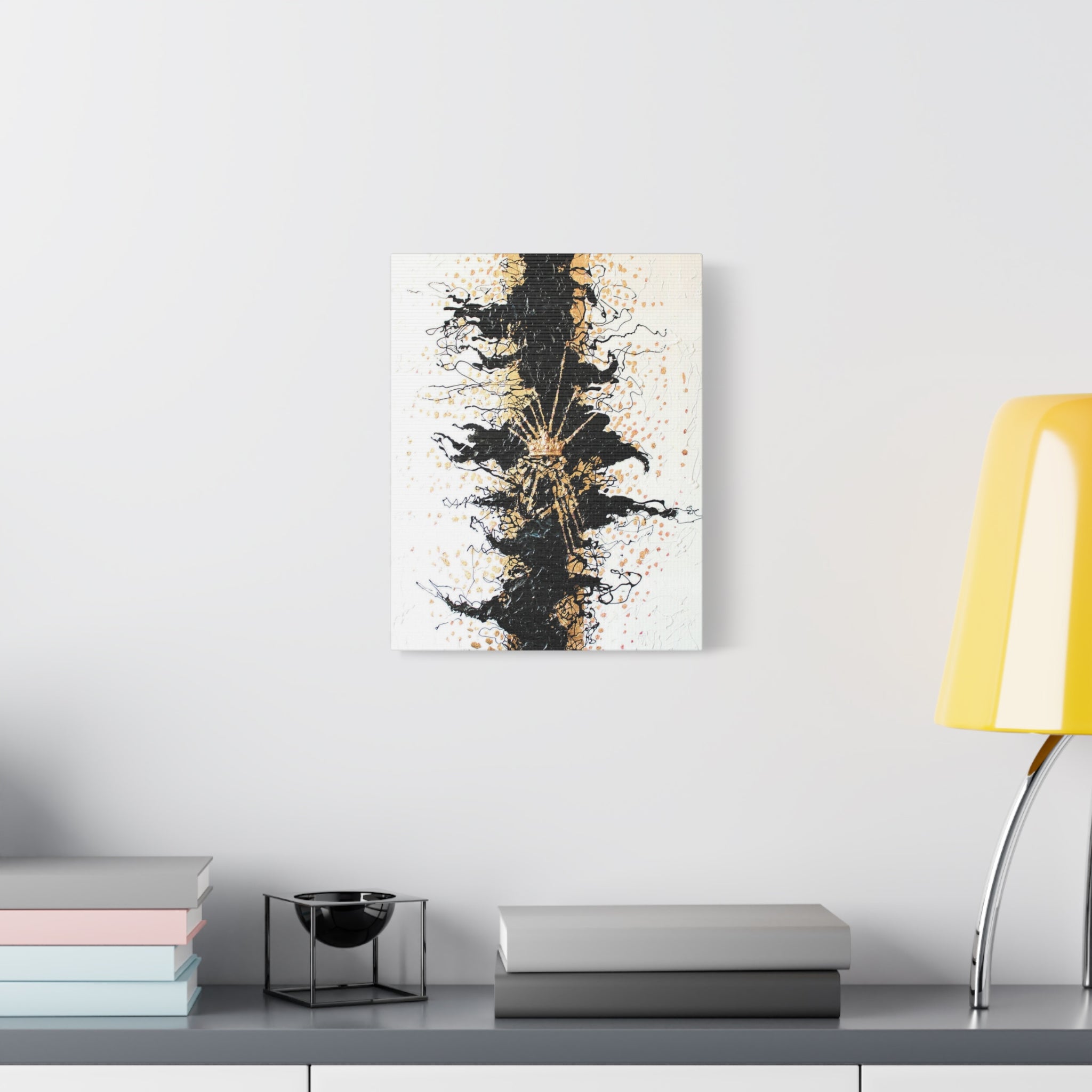 Abstract Black & Gold Crown Canvas Art — Matte Stretched Wall Decor 