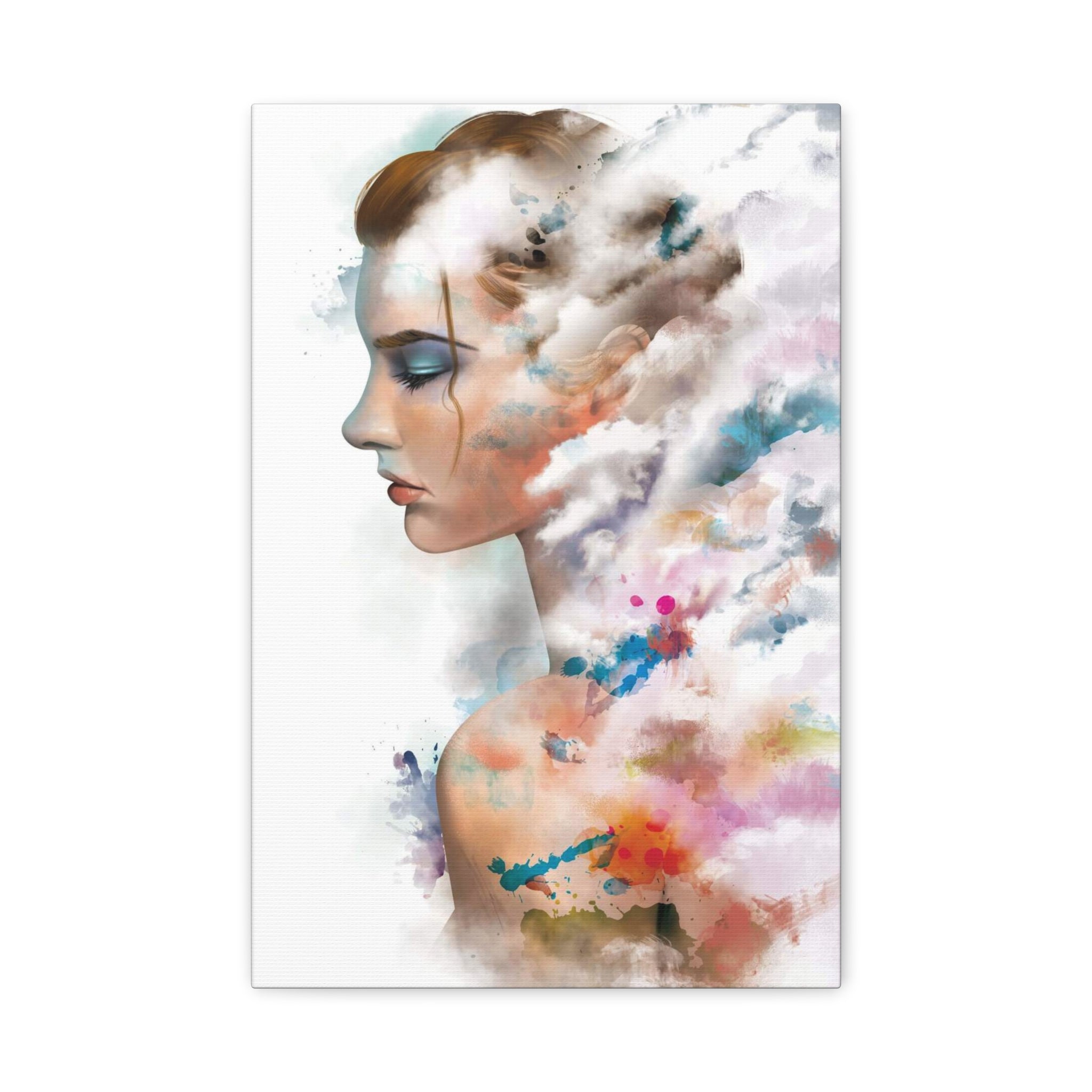 Dreamscape Portrait Canvas - Abstract Watercolor Woman Wall Art 