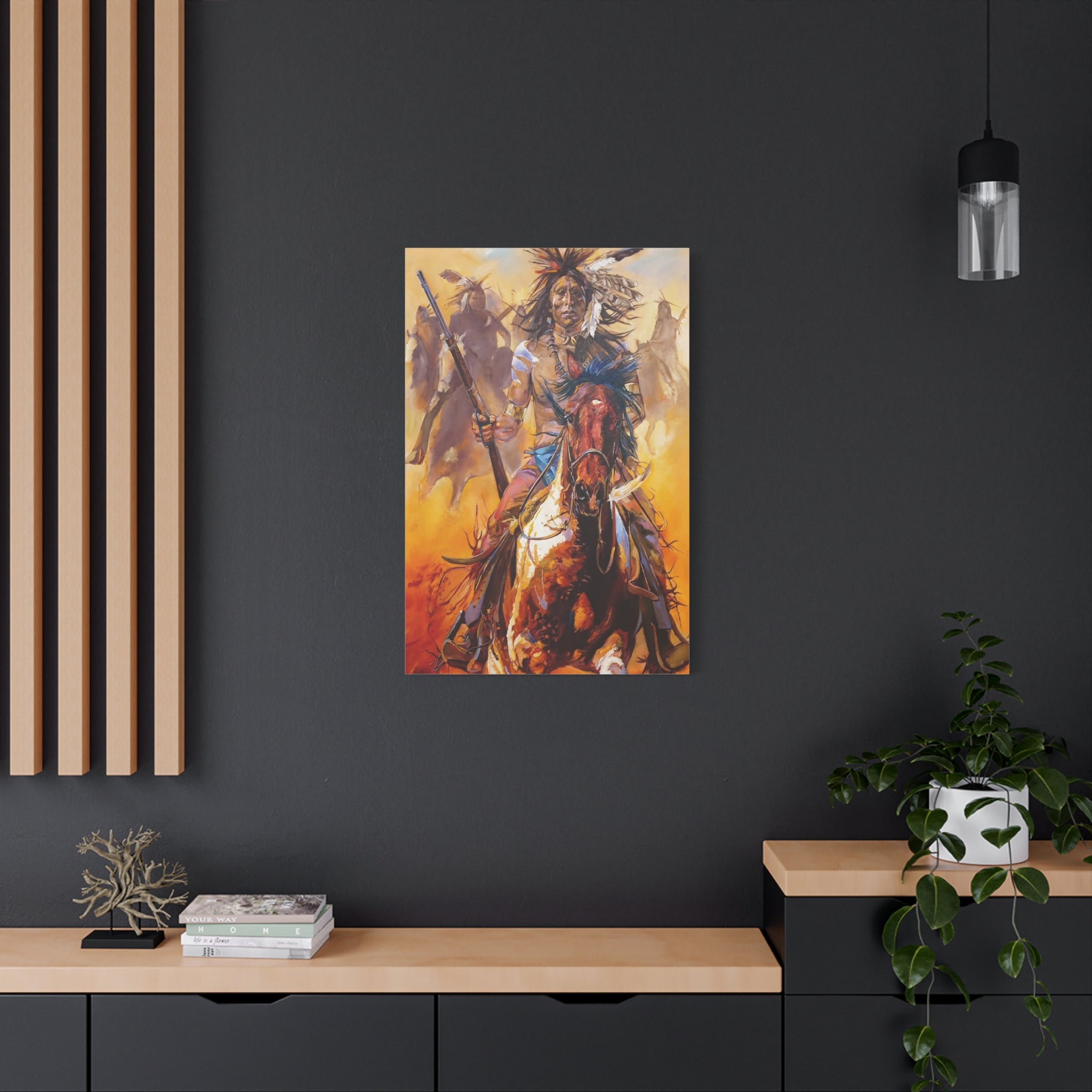 Native American Warrior Horse Matte Canvas Print — Stretched Wall Art 