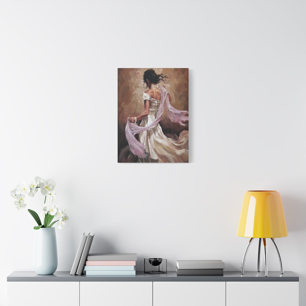 Romantic Dancing Woman Matte Canvas Print - Elegant Figurative Wall Art
