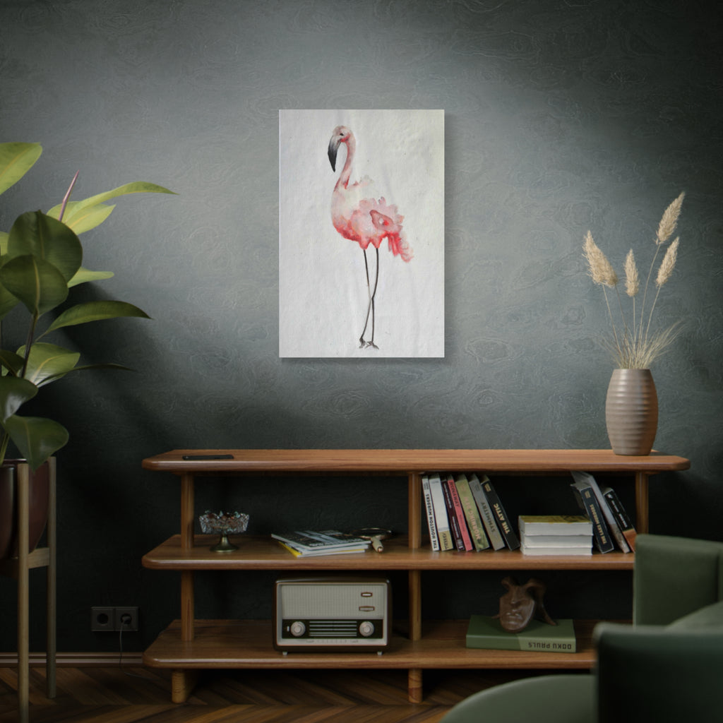 Watercolor Pink Flamingo Canvas Print — Matte Stretched Wall Art 