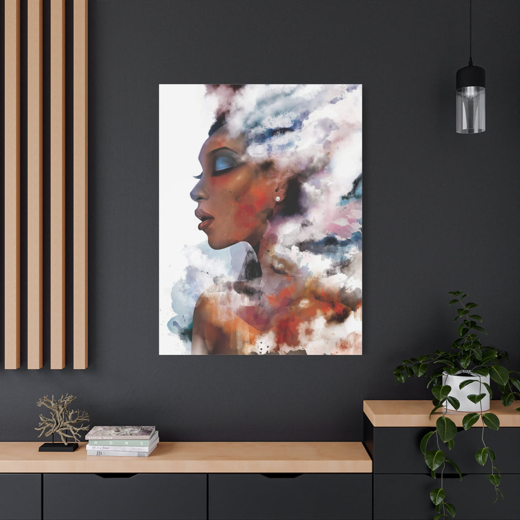 Abstract Watercolor Woman Art - Dreamy Canvas Portrait Wall Decor - TheKaraHan