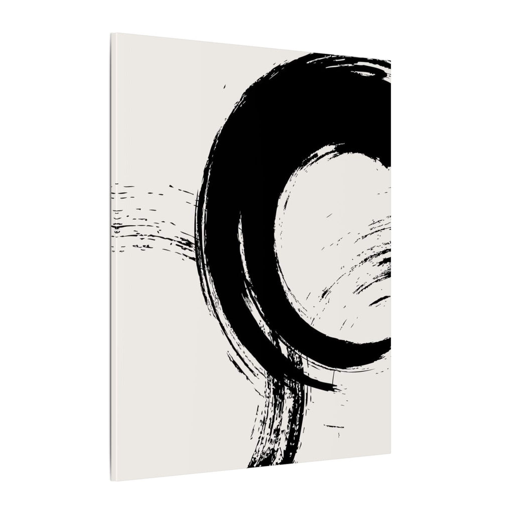 Zen Brushstroke Wall Art - Minimalist Black Circle Abstract Canvas Decor - TheKaraHan