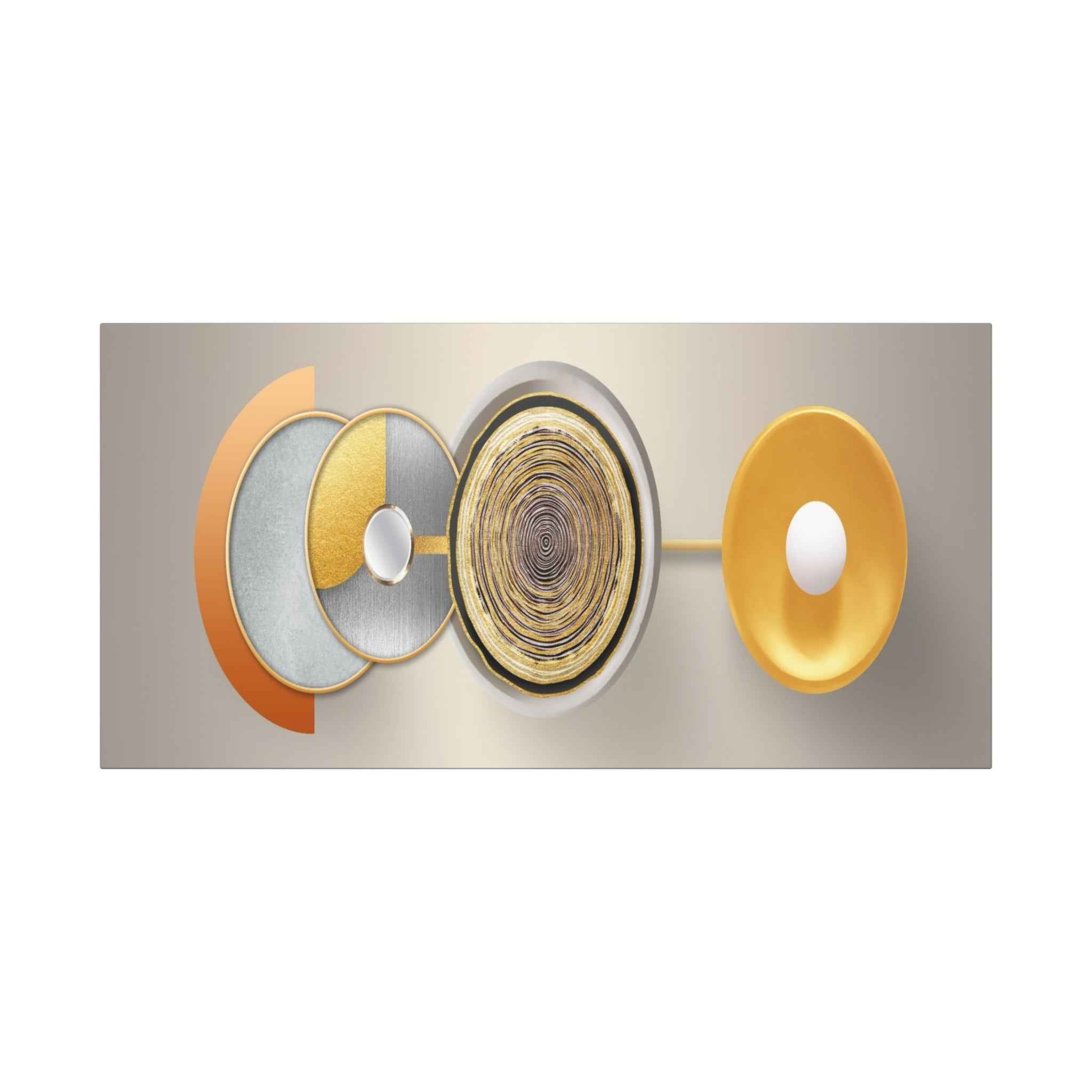 Abstract Gold Geometric Wall Art Canvas – Modern Luxury Metallic Circle Artwork