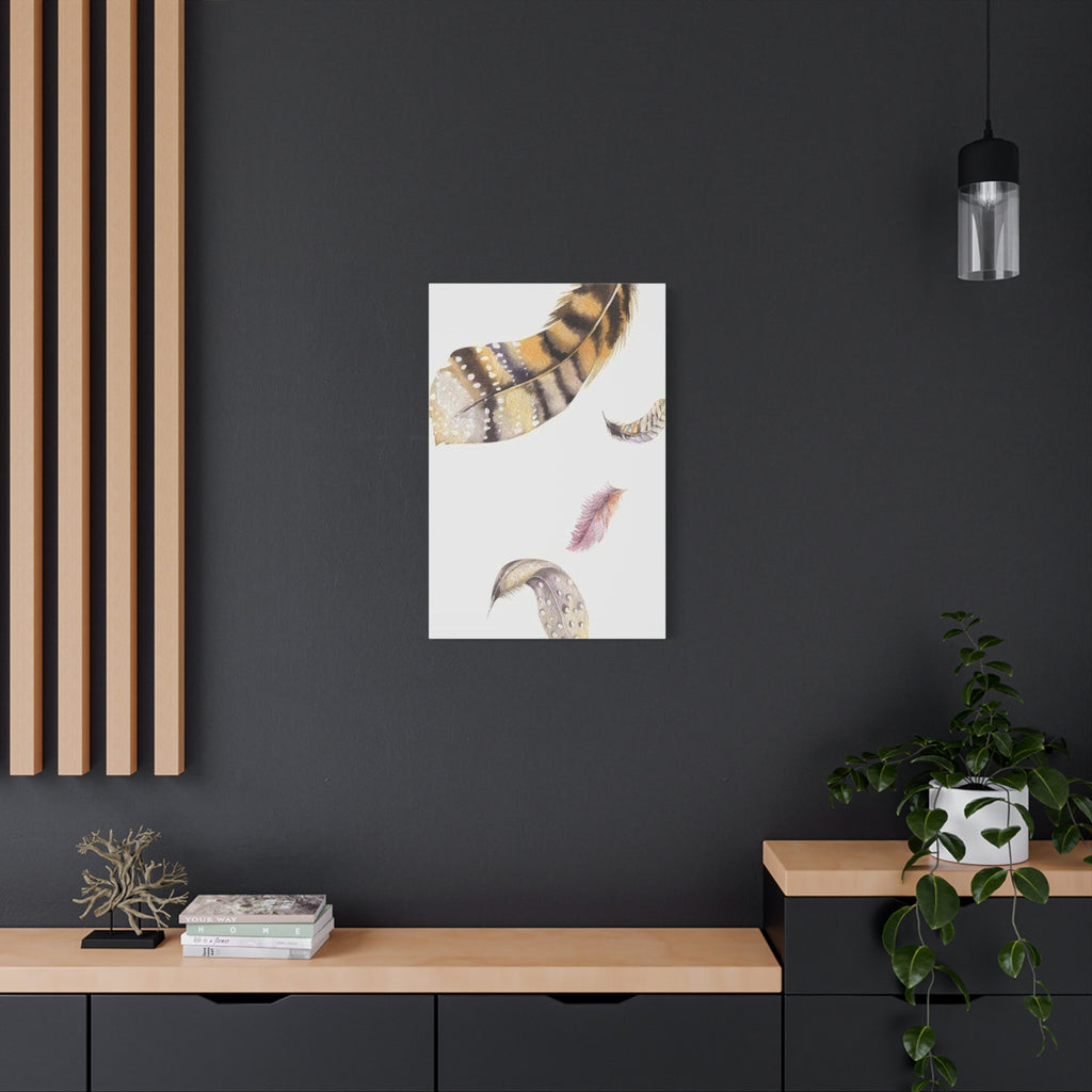 Watercolor Feather Wall Art - Boho Canvas Print, Neutral Nursery Decor - TheKaraHan