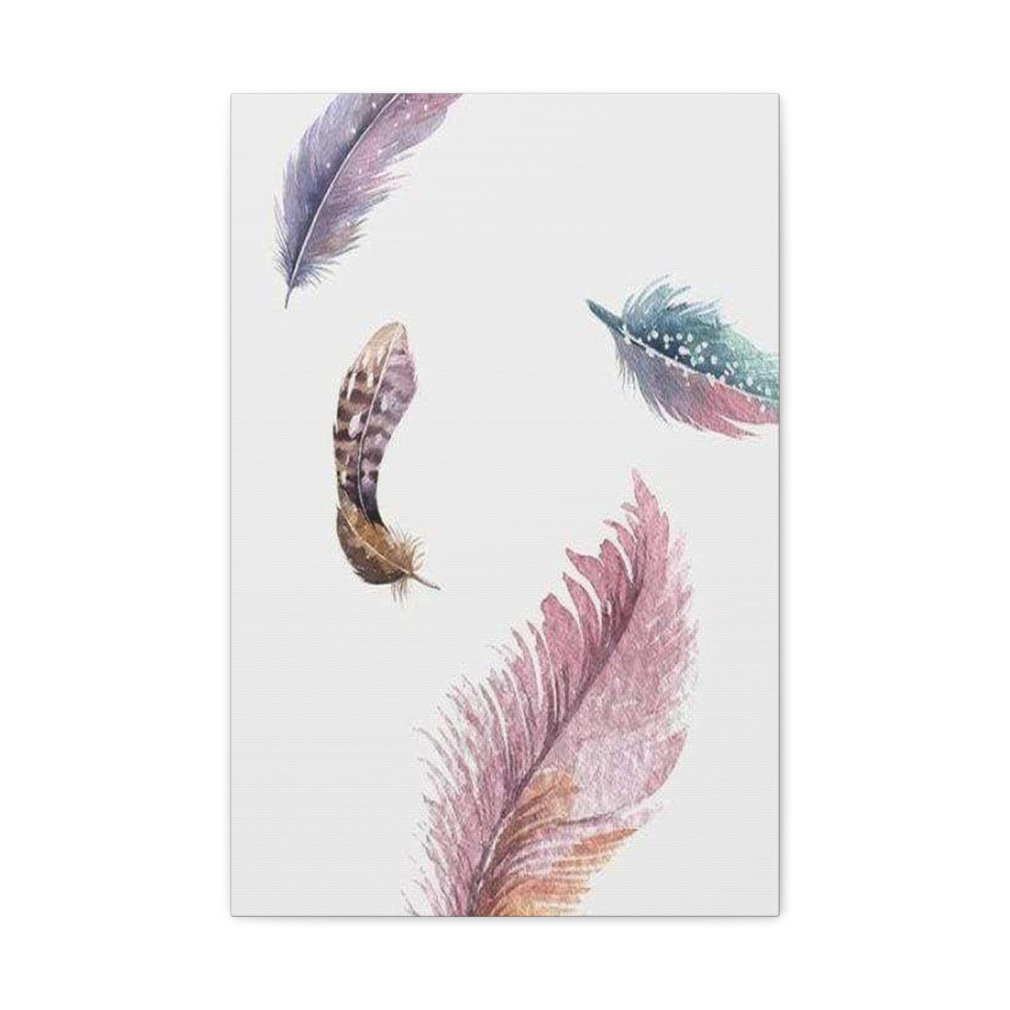 Soft Watercolor Feathers Canvas Wall Art - Stretched 1.25" Matte Design - TheKaraHan