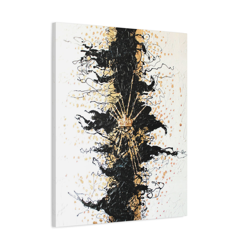 Abstract Black & Gold Crown Canvas Art — Matte Stretched Wall Decor 