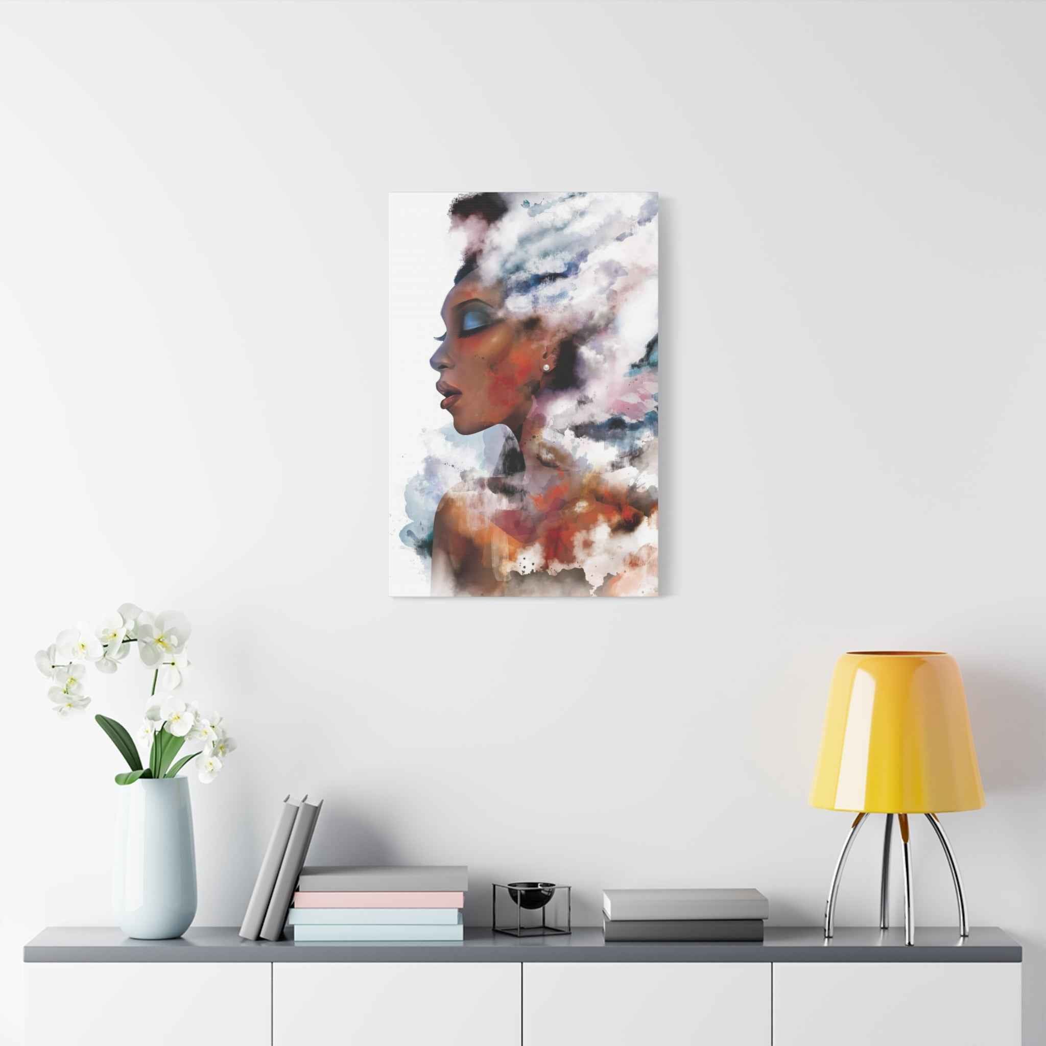 Abstract Watercolor Woman Art - Dreamy Canvas Portrait Wall Decor - TheKaraHan