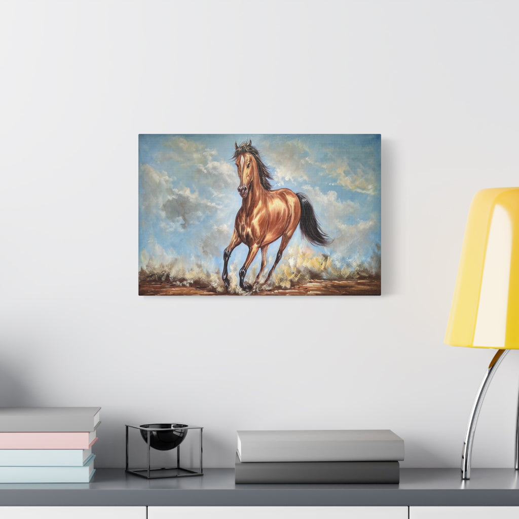 Galloping Horse Matte Canvas Print — Stretched Wall Art 
