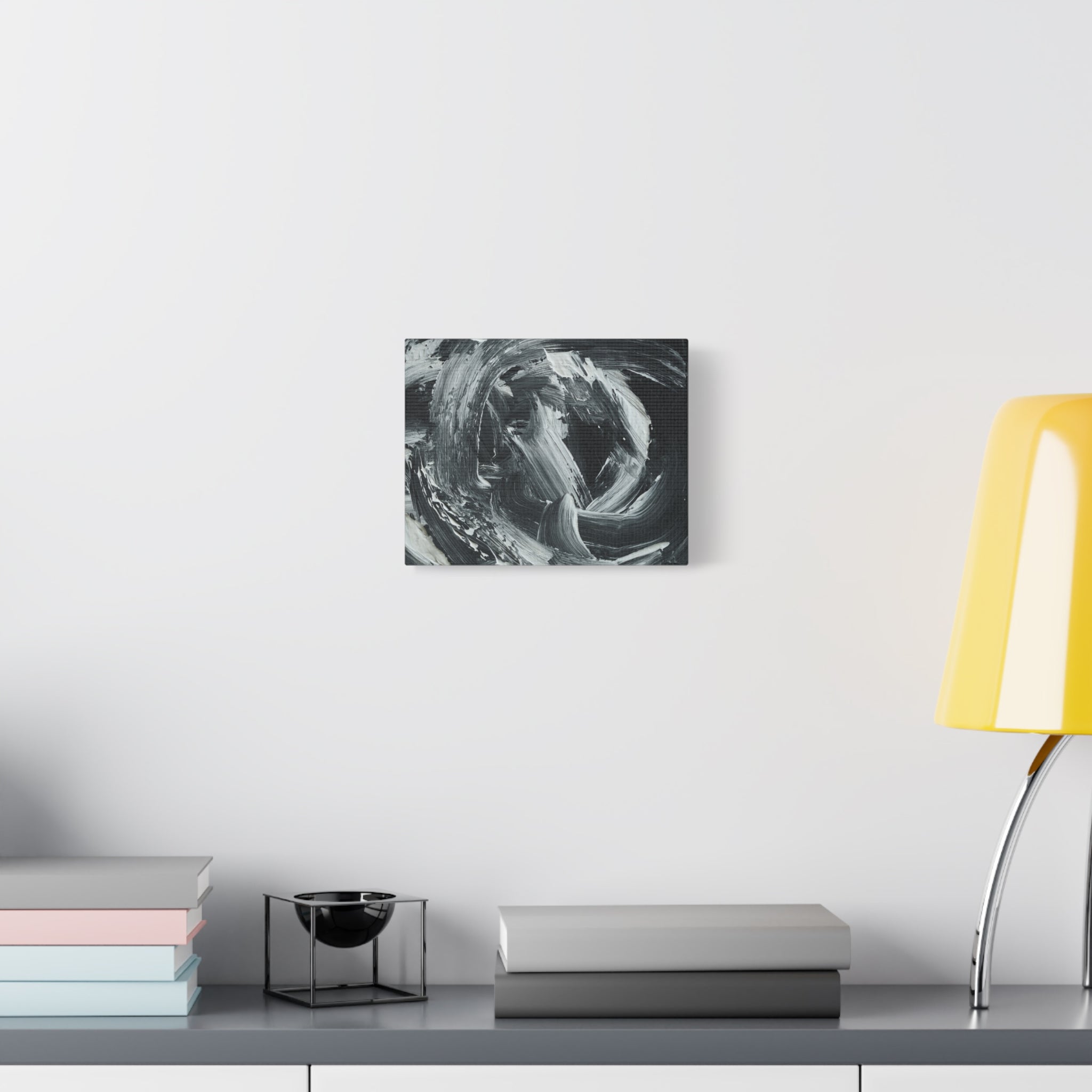 Abstract Black & White Swirl Matte Canvas Art — Minimalist Monochrome Wall Decor 