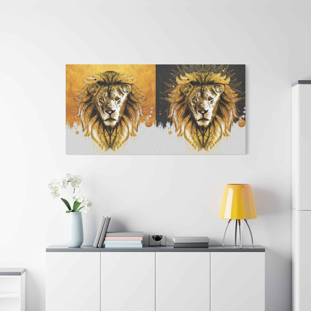 Golden Lion Wall Art – Majestic Canvas Decor for Wildlife Lovers
