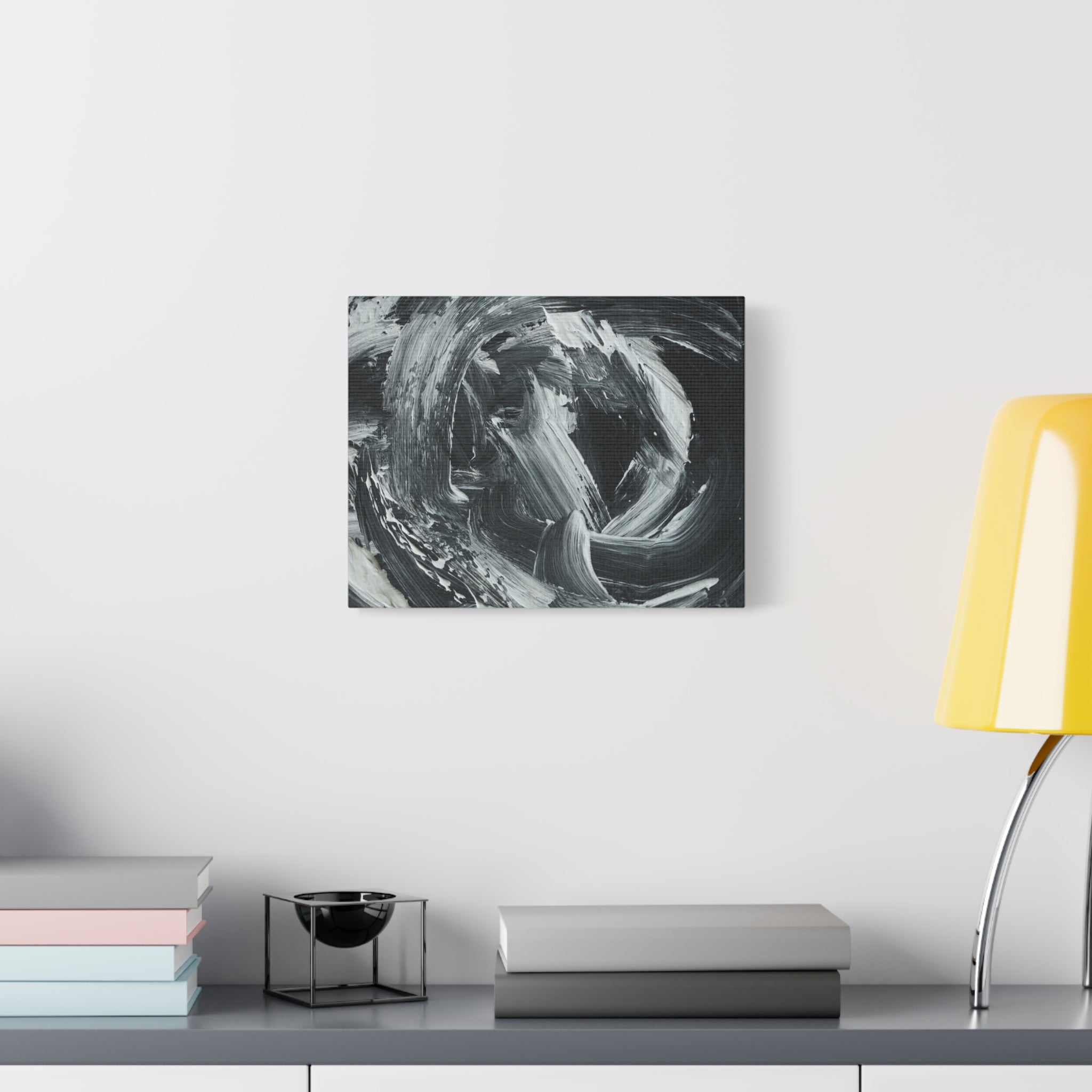 Abstract Black & White Swirl Matte Canvas Art — Minimalist Monochrome Wall Decor 