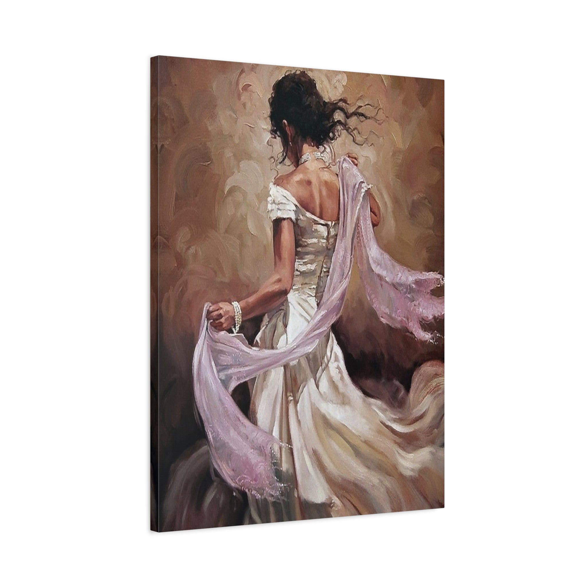 Romantic Dancing Woman Matte Canvas Print - Elegant Figurative Wall Art
