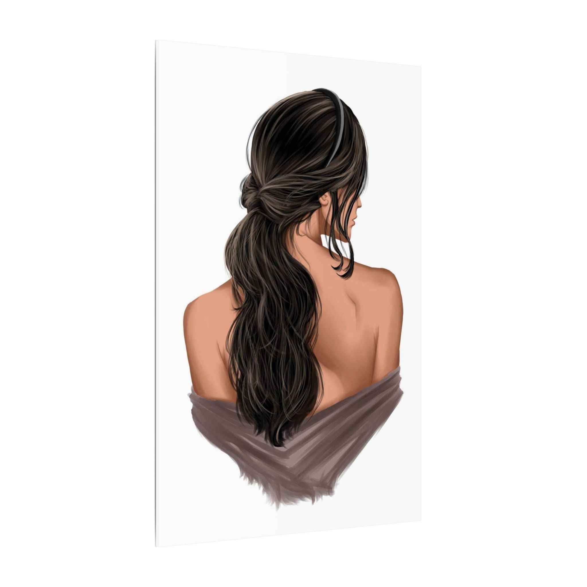 Portrait Canvas Print Woman Back View with Loose Ponytail – Perfect Home Decor for Every Room - TheKaraHan