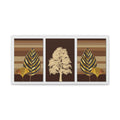 Golden Botanical Leaf Triptych Canvas Wall Art – Luxury Nature Decor