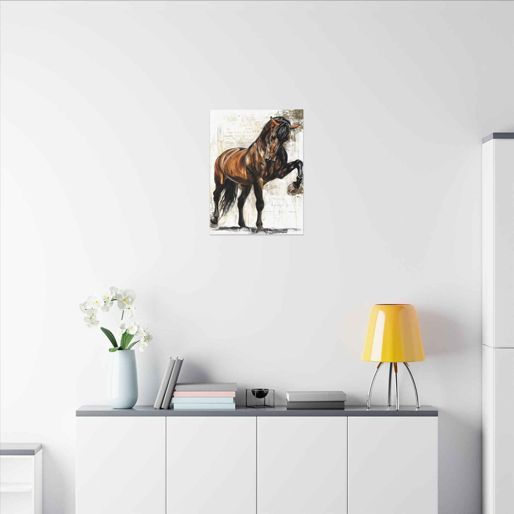 Horse Canvas Wall Art - Brown Stallion Matte Stretched Canvas for Home Decor - TheKaraHan