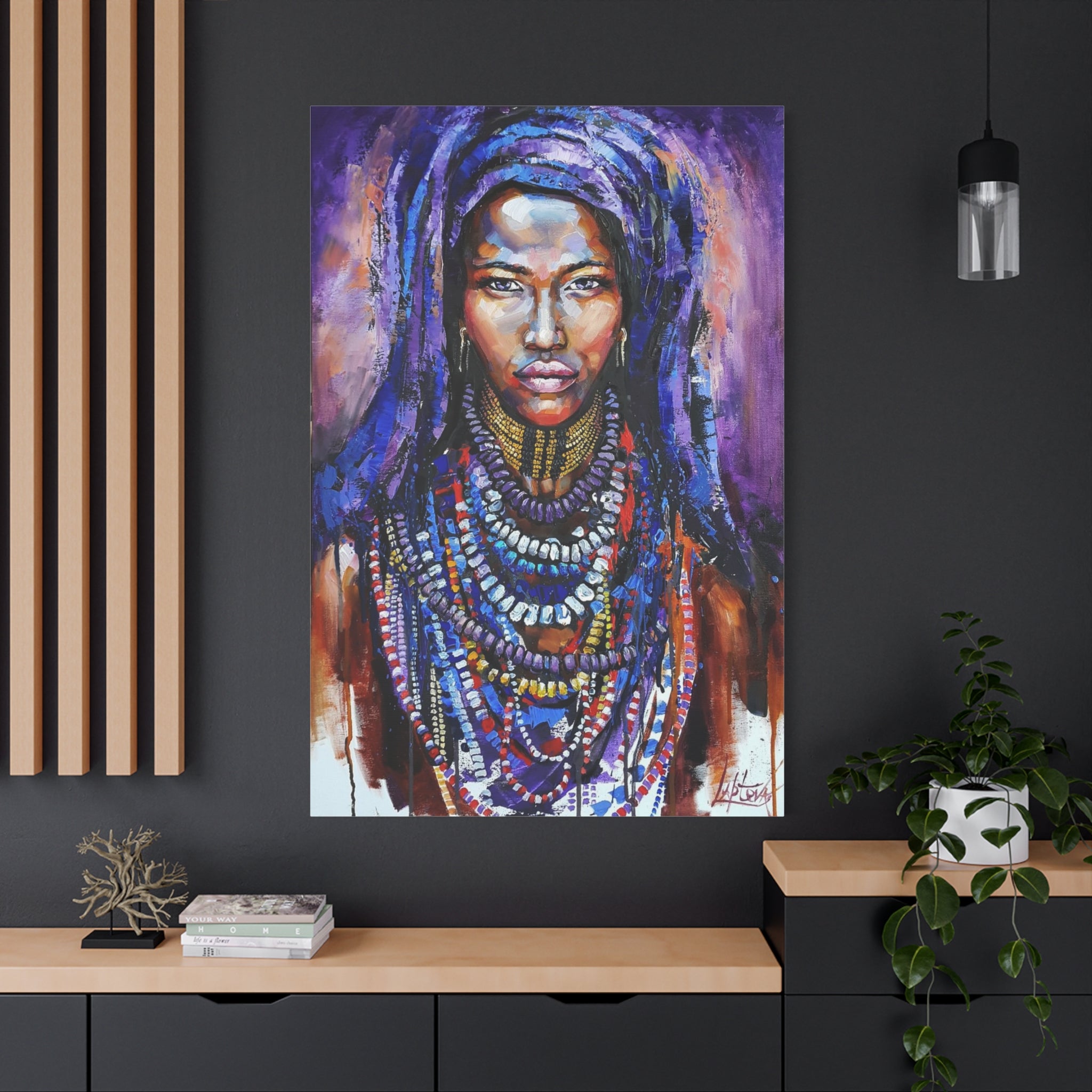Tribal Queen Canvas Art - Stunning Portrait for Your Space - TheKaraHan