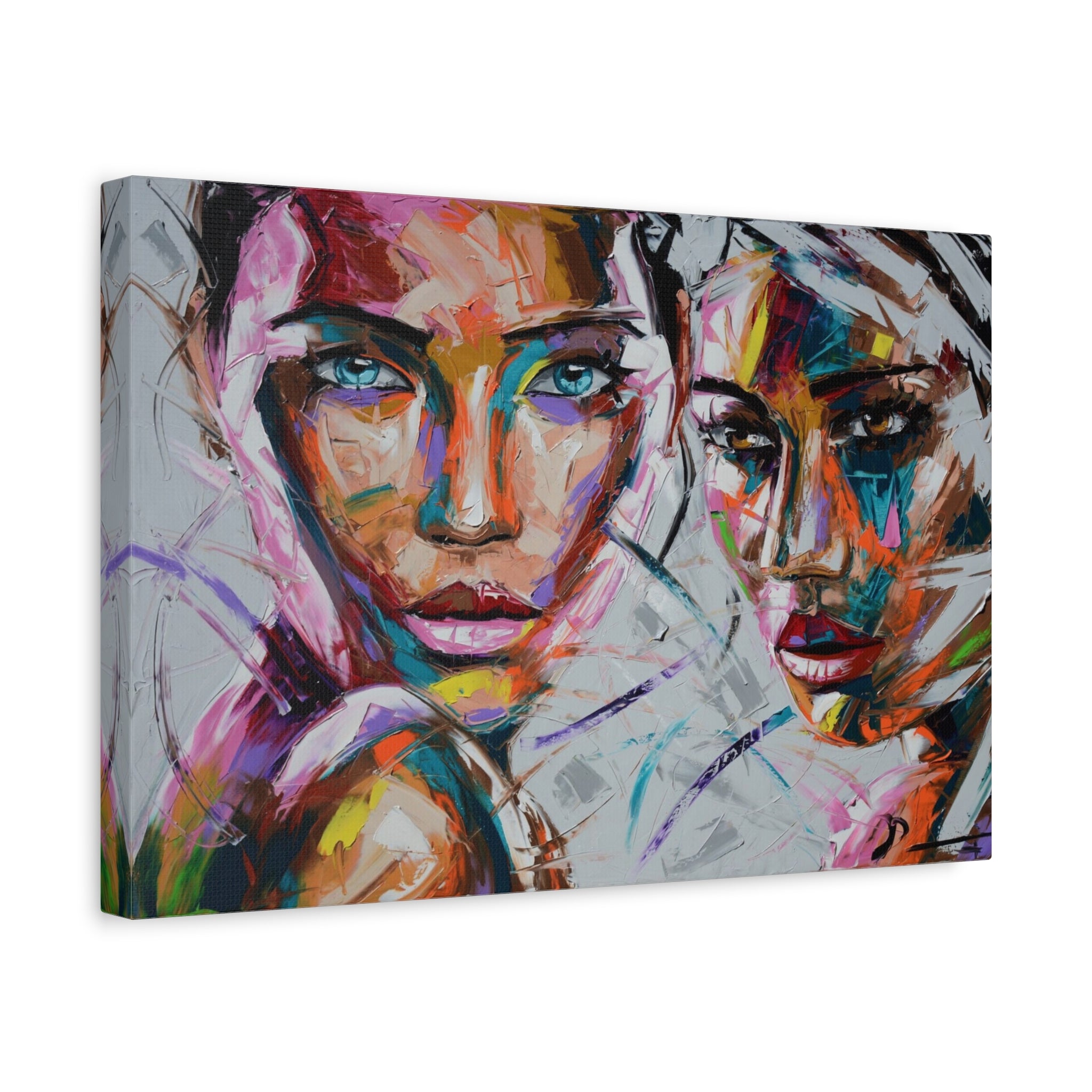 Abstract Colorful Portrait Canvas - Modern Stretched Wall Art 