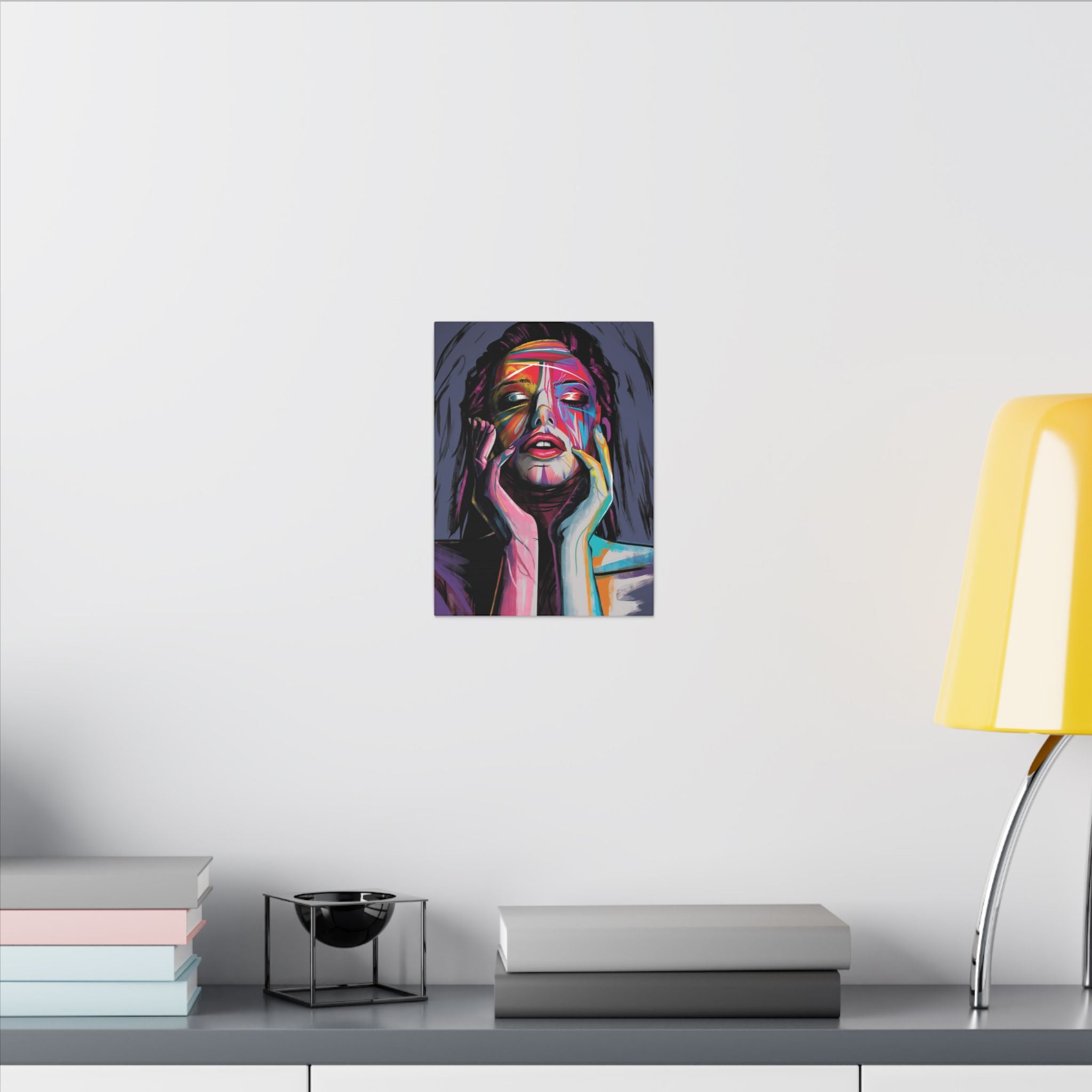 Abstract Colorful Woman Portrait Canvas — Modern Pop Art Face Wall Decor 