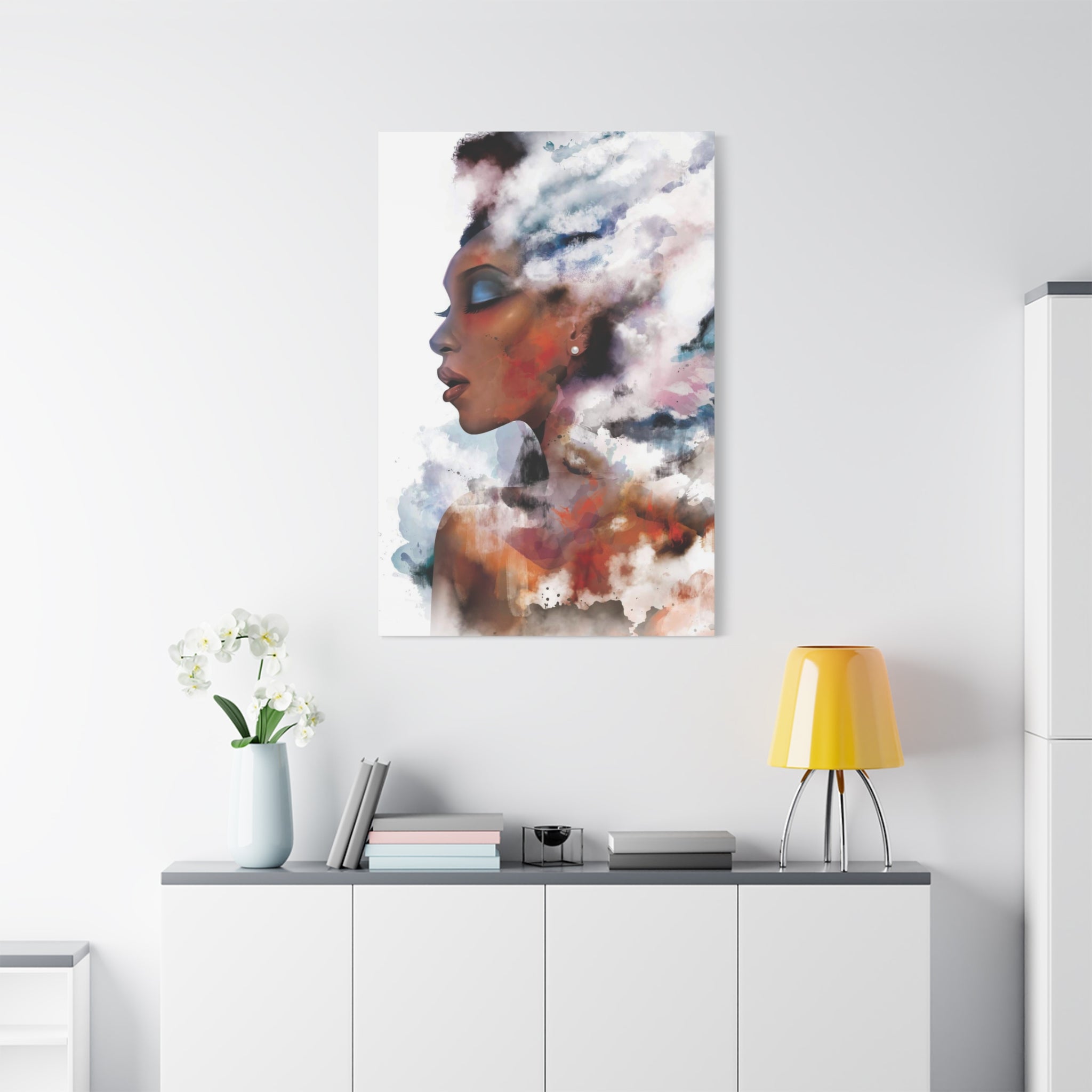 Abstract Watercolor Woman Art - Dreamy Canvas Portrait Wall Decor - TheKaraHan