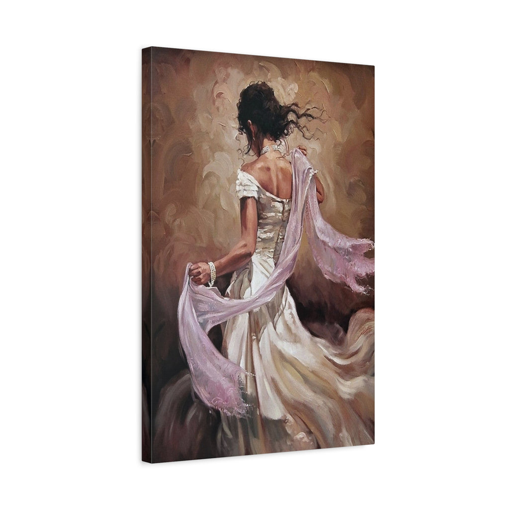 Romantic Dancing Woman Matte Canvas Print - Elegant Figurative Wall Art