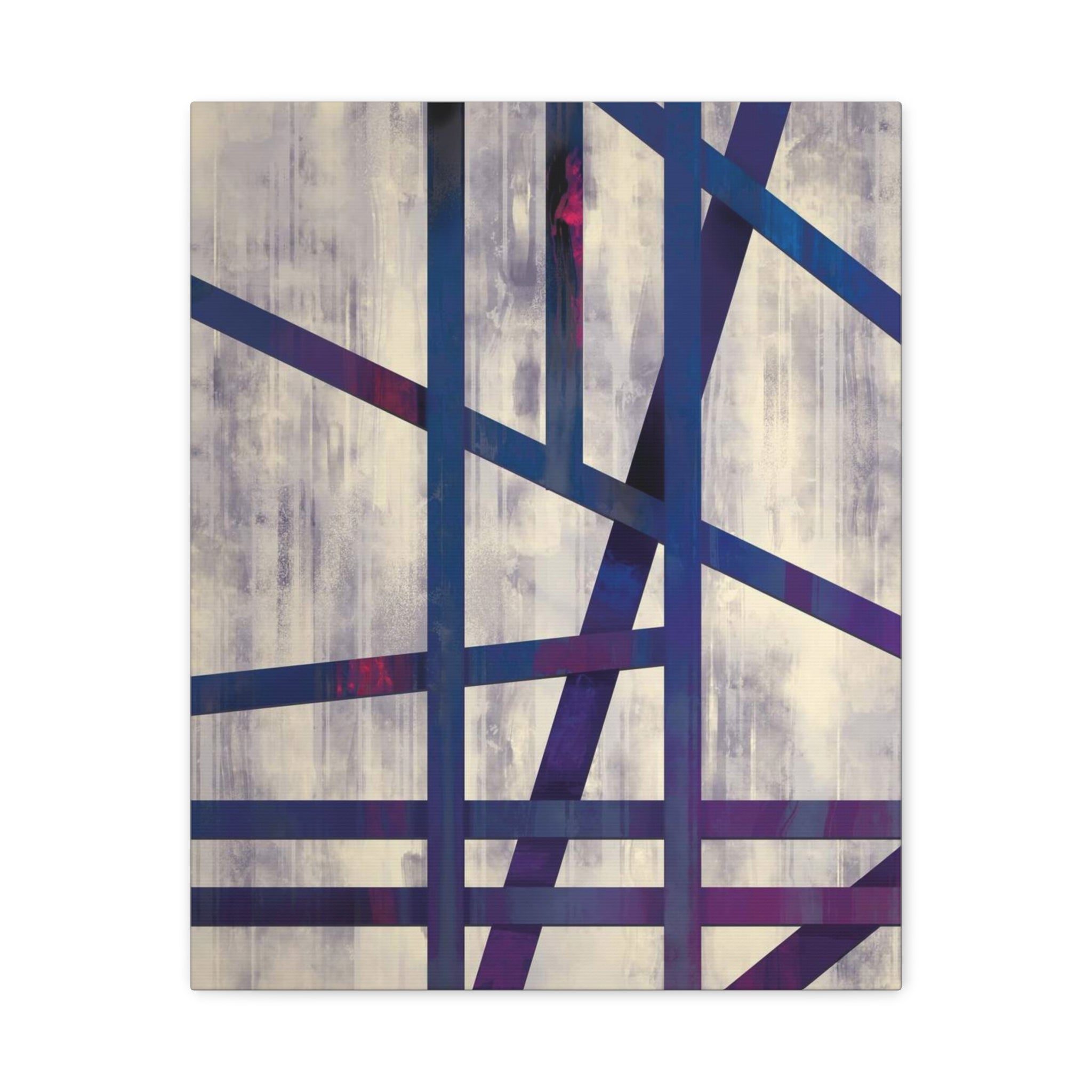 Abstract Geometric Canvas Print – Modern Blue & Purple Lines Art 