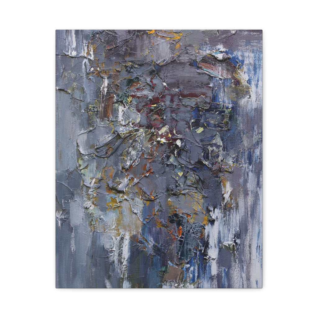 Abstract Textured Canvas Wall Art — Moody Blue Grey Palette - TheKaraHan