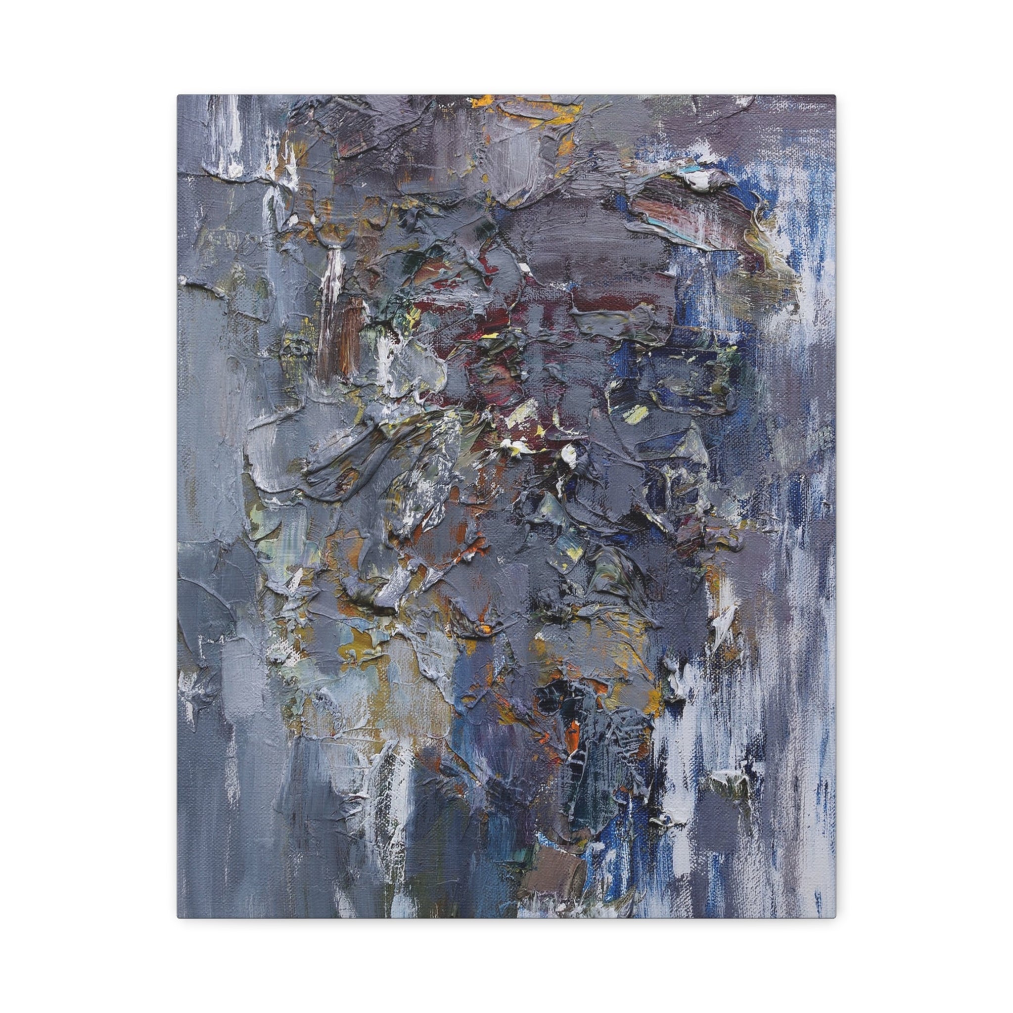 Abstract Textured Canvas Wall Art — Moody Blue Gray Palette 