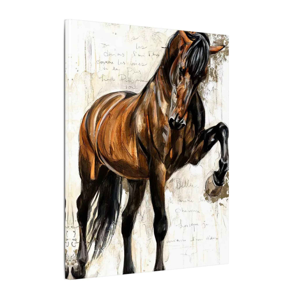 Horse Canvas Wall Art - Brown Stallion Matte Stretched Canvas for Home Decor - TheKaraHan