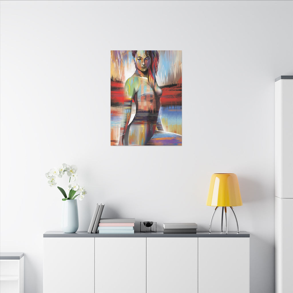Abstract Colorful Woman Matte Canvas Print — Modern Figurative Wall Art 