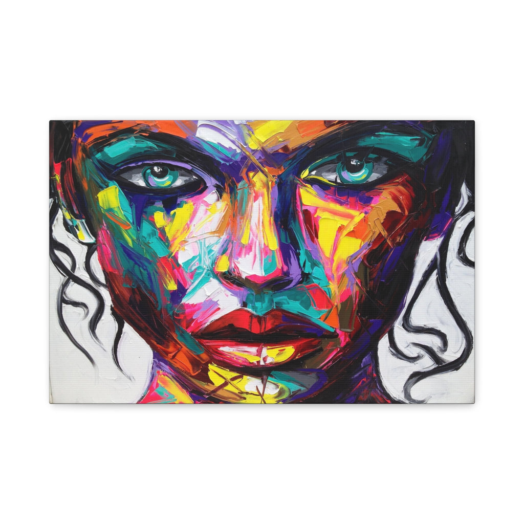 Abstract Colorful Woman Portrait Canvas – Matte Stretched Wall Art 