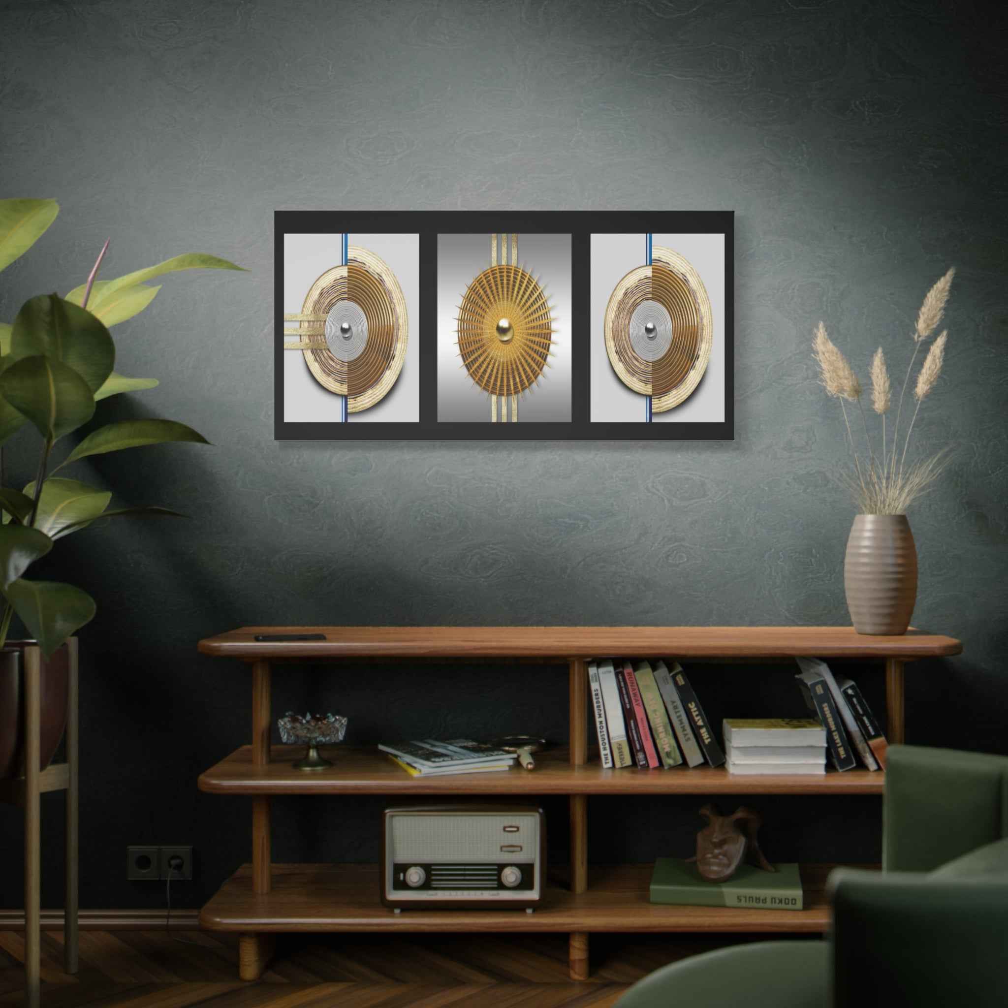 Abstract Gold Geometric Canvas Wall Art