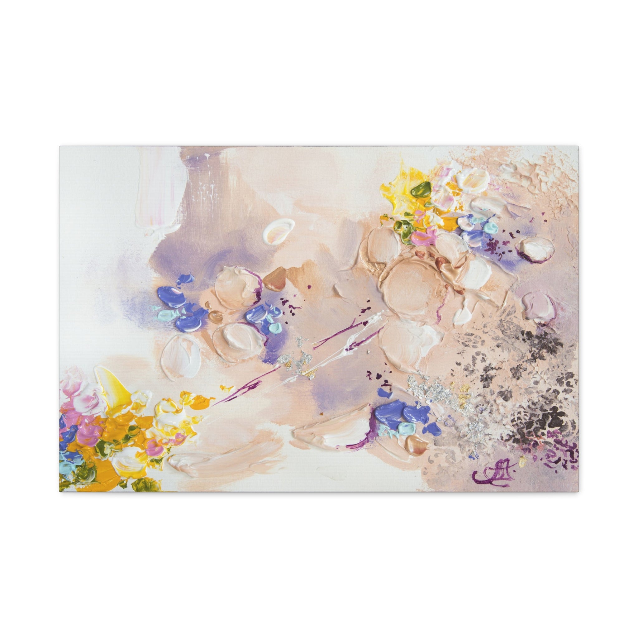 Abstract Floral Matte Canvas Wall Art — Pastel Bouquet Stretched Print 