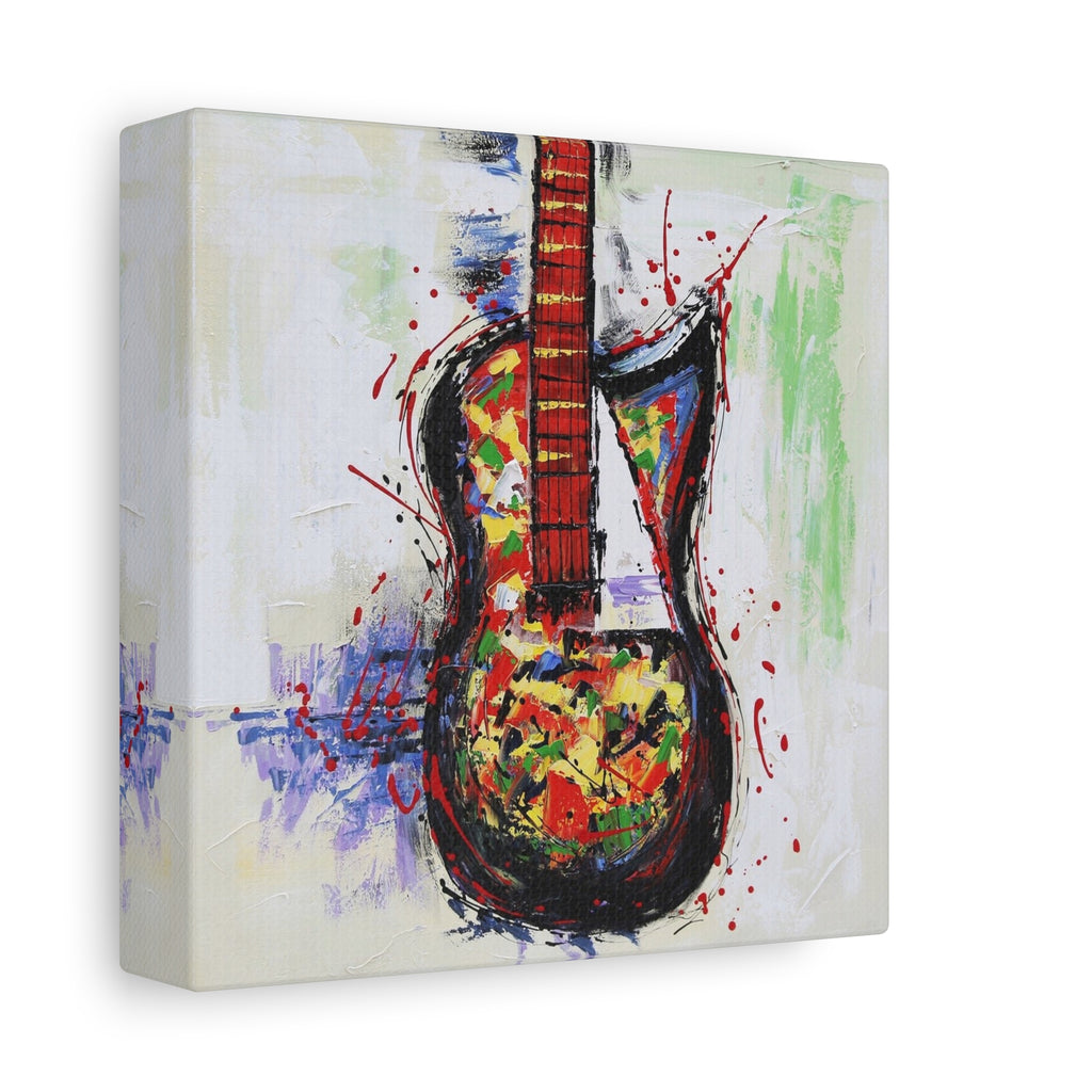 Abstract Guitar Canvas Art – Colorful Stretched Matte Wall Decor - TheKaraHan